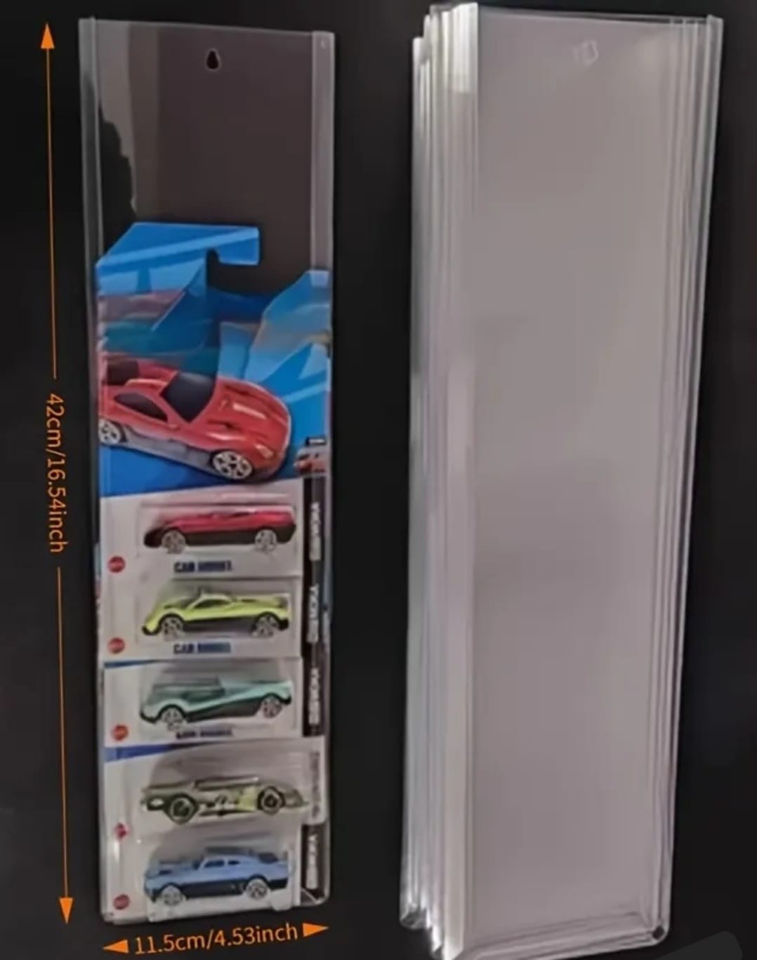2pcs Car Display Case with Sliding Lid & Folded Edges – Transparent For Wall