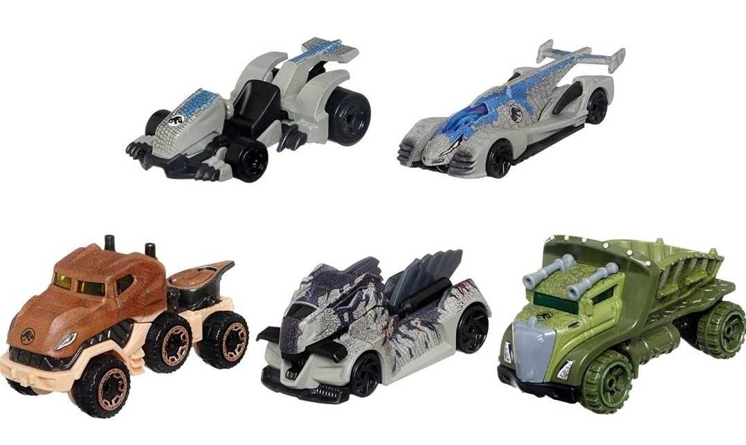 Hot Wheels Jurassic World Dominion 2022 Dinosaur Character Car 5 Pack Box Set