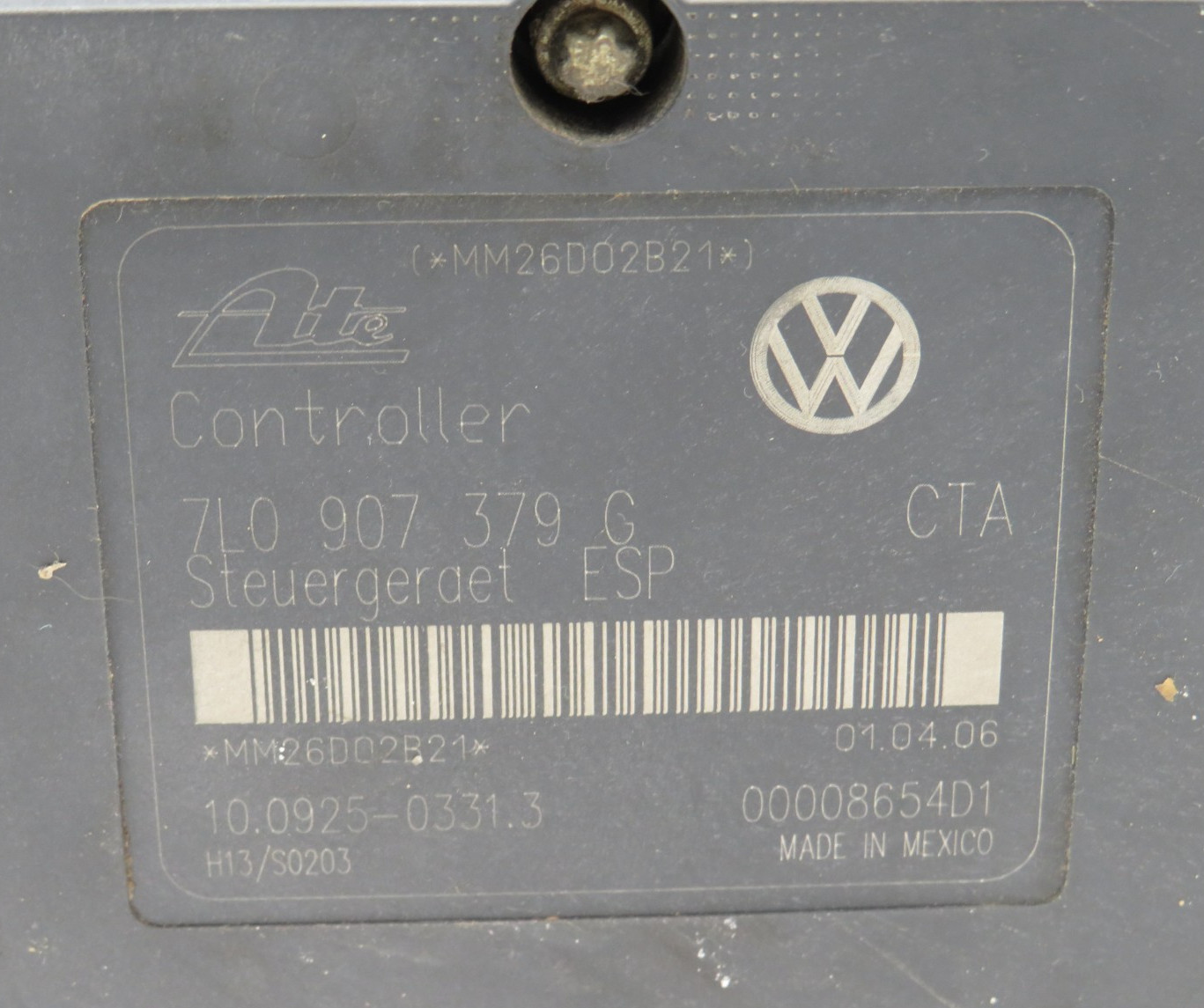 VW TOUAREG ABS MODULE 7L0614111H 10020402634 7L0907379G 10092503313 WARRANTY
