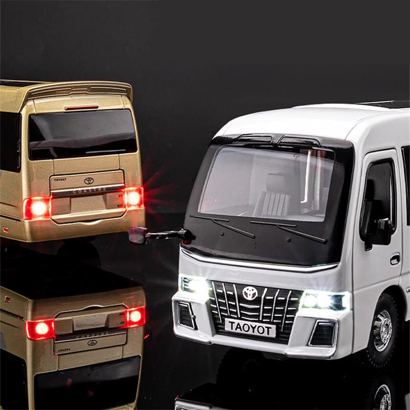 1:32 Alloy Coaster Bus Diecast Model – Sound & Light Toy Vehicle Gift