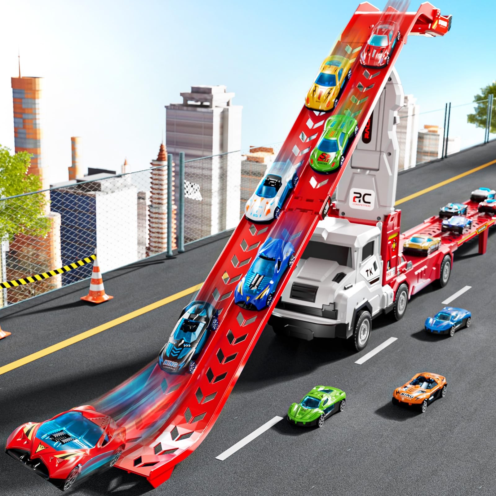 Toddler Car Truck Toys for 3 4 5 6 7 8 Years Old Boys, Transporter Truck Toy Tra