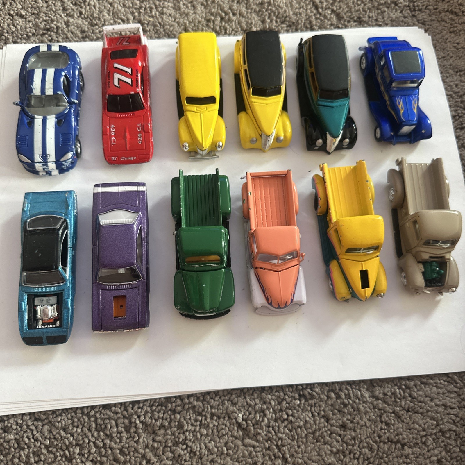 Lot of 12 Racing Champions Diecast Cars Hot Rods Trucks Viper Muscle Cars