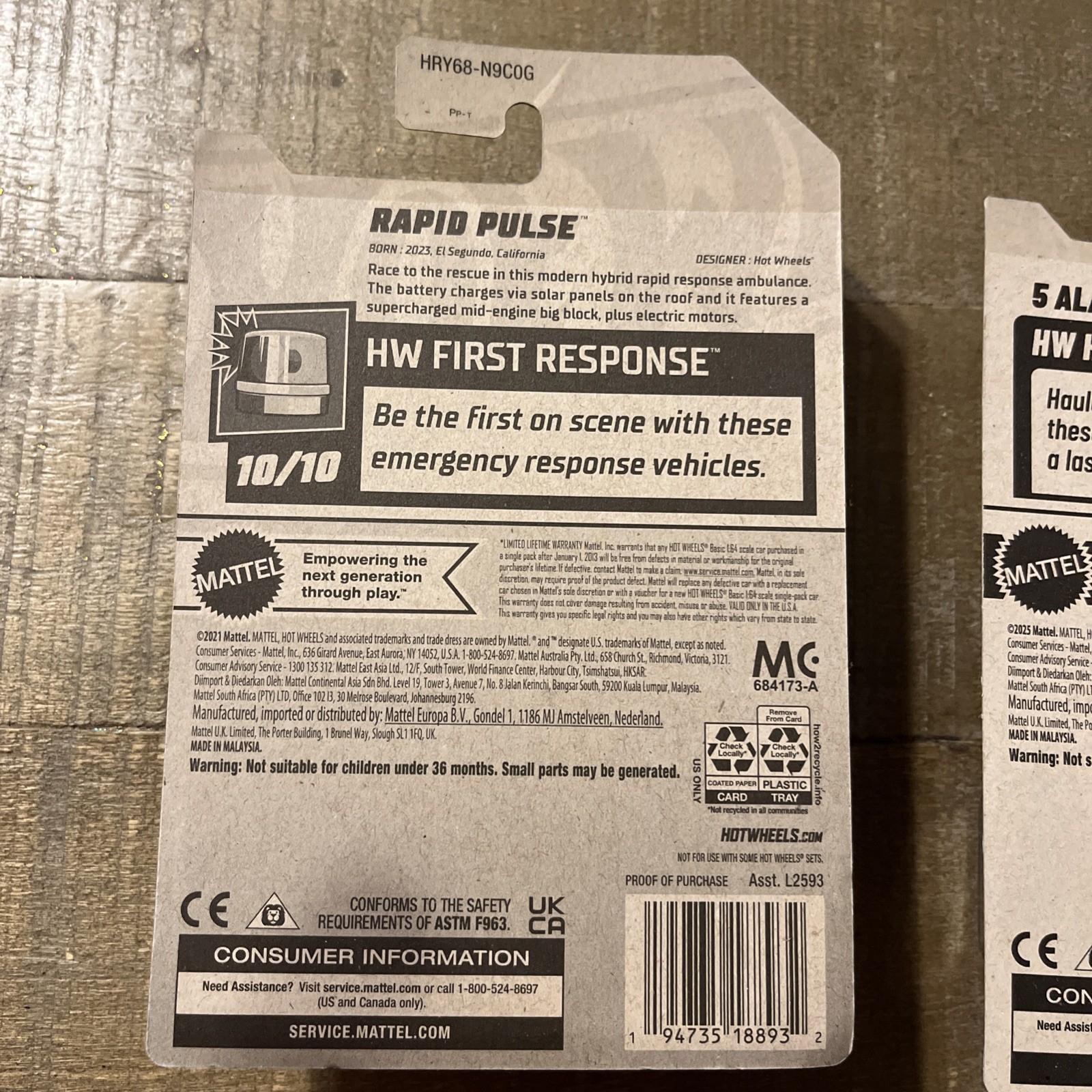 Hot Wheels HW First Response Rapid Pulse White Lot Of 2 Purple 5 Alarm New