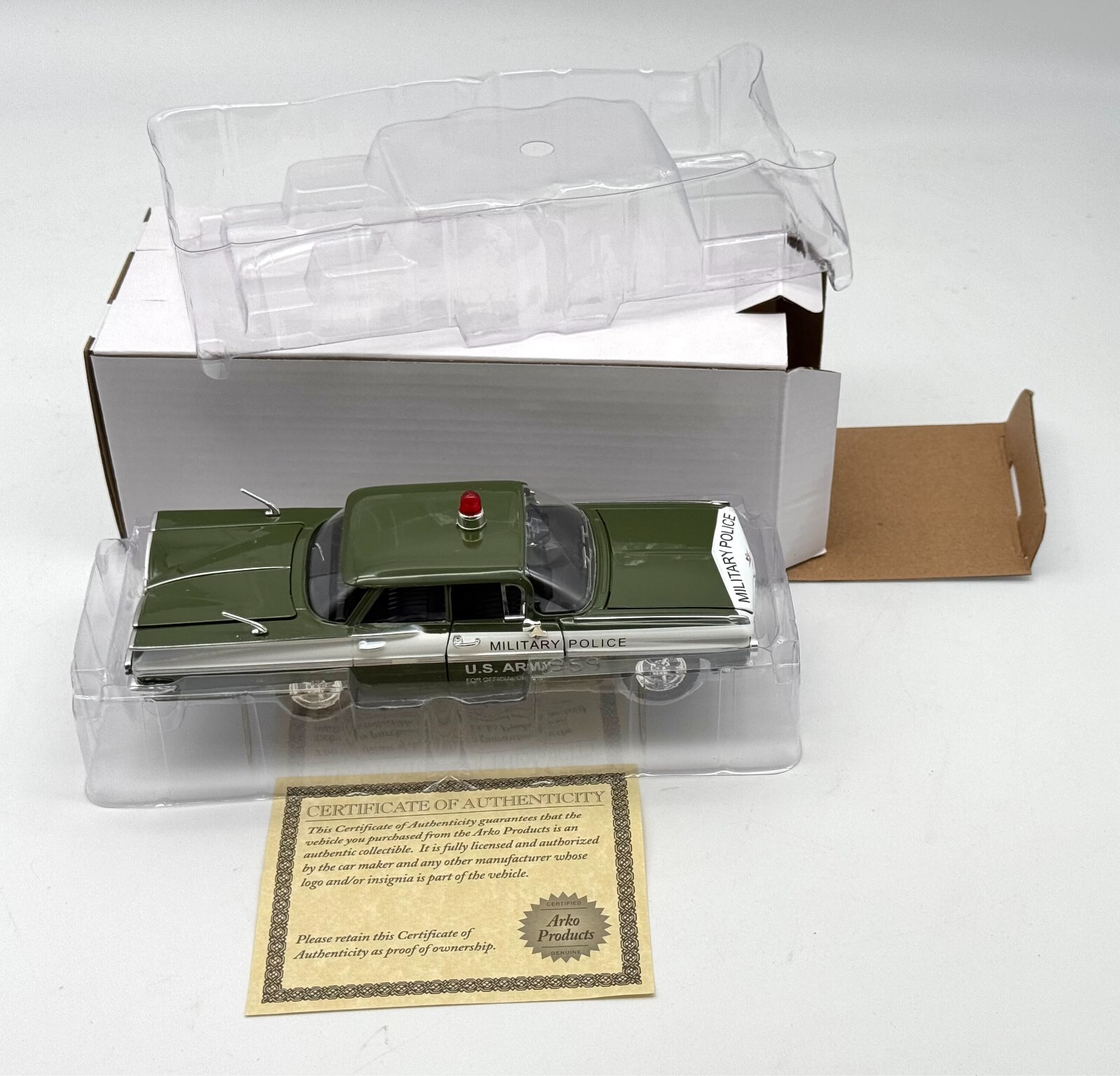 NEW ~ MINT ~ 1959 Chevrolet 1/32 Diecast US Army Military Police Car Olive Green