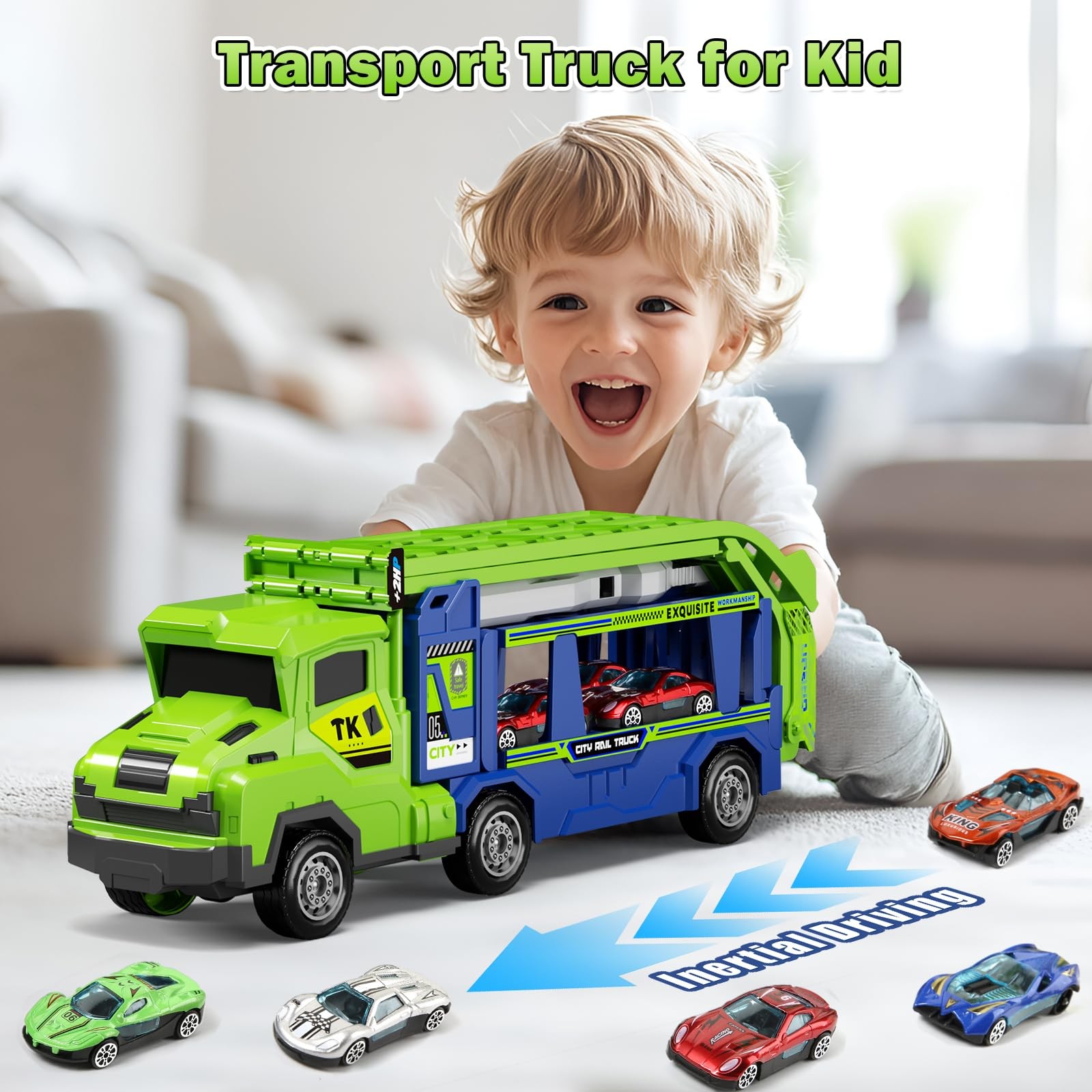 Truck Car Toys for 3, 4, 5, 6 Years Old Boys Girls, 3 in 1 Carrier Truck with…