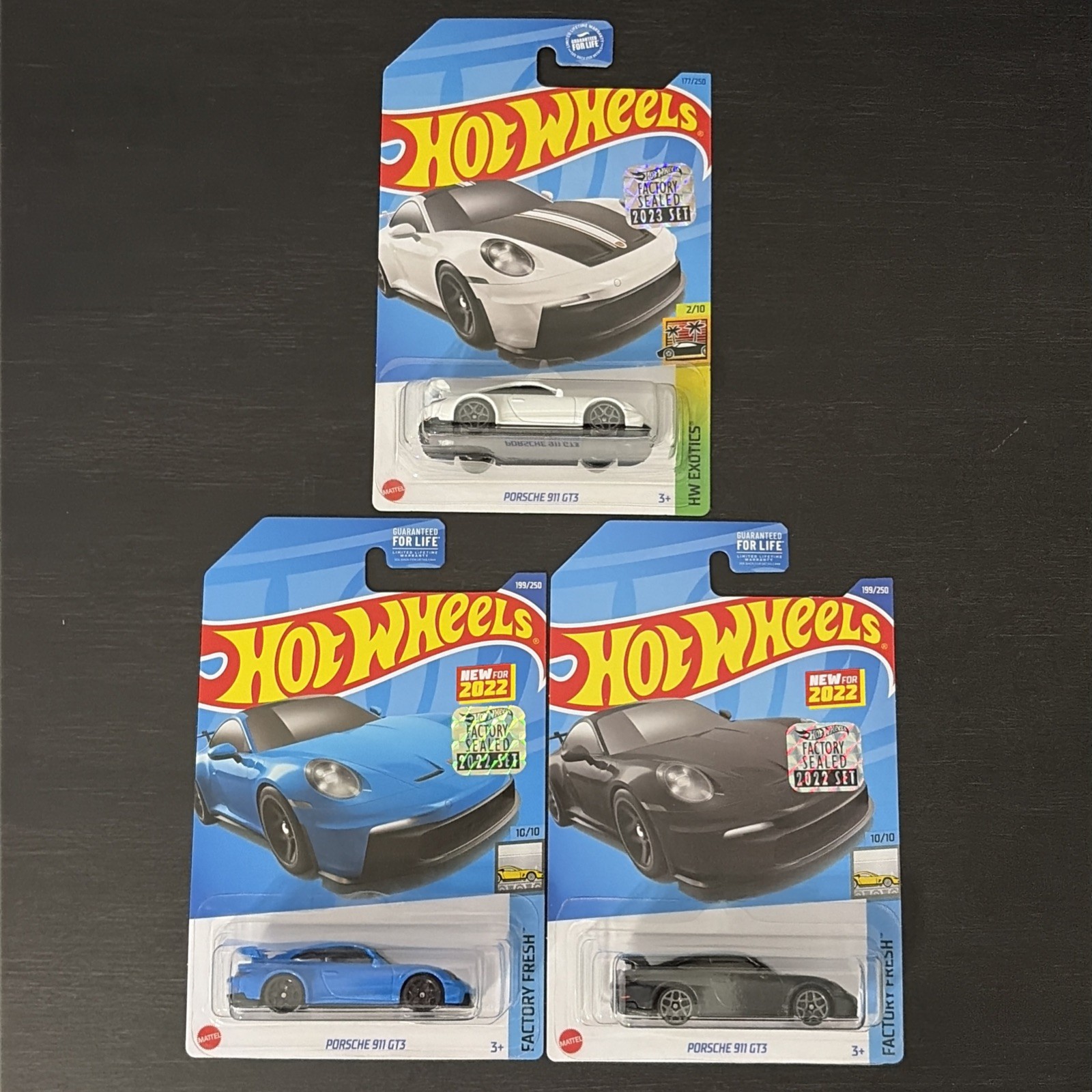 2022 Hot Wheels Porsche 911 GT3 Factory Sealed Lot of 3 + Kroger Exclusive 2023
