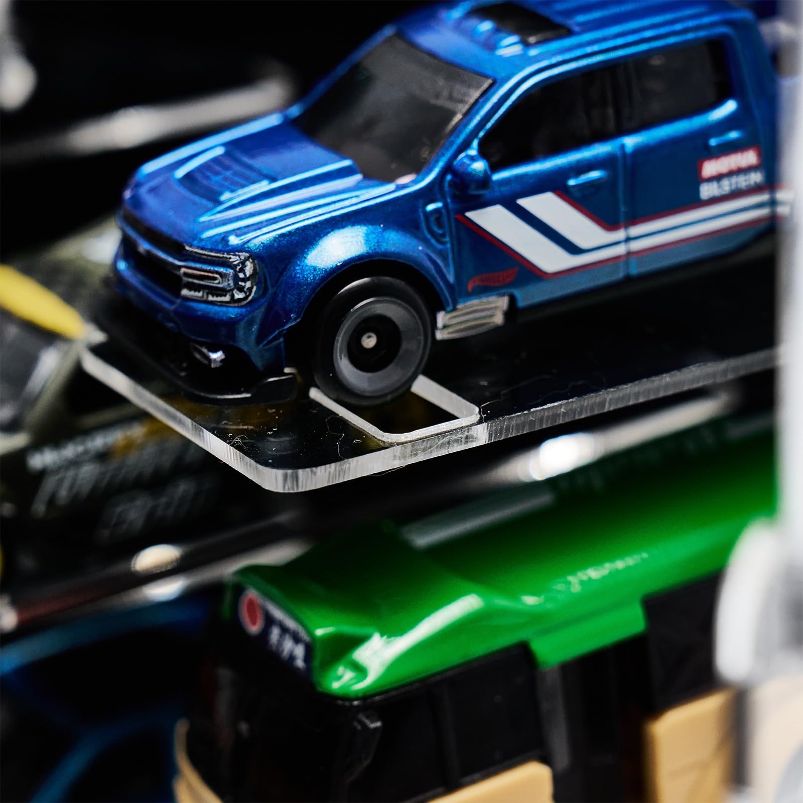 Display Case for Hot Wheels Cars, Silver Backboard with Light,