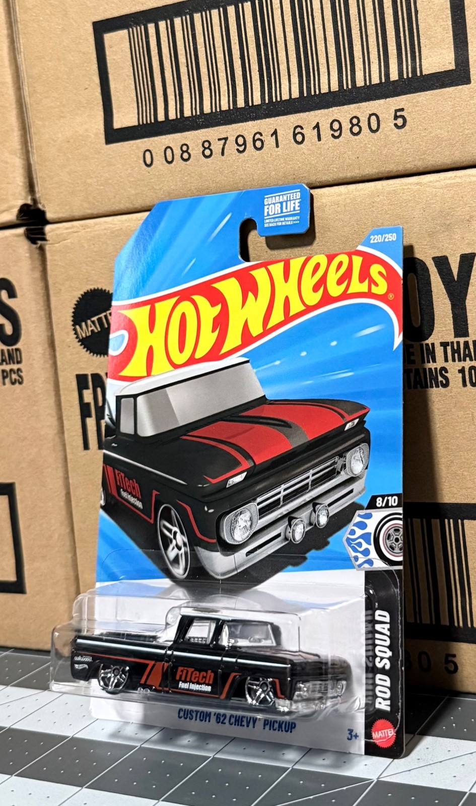 Hot Wheels Custom ‘62 Chevy Pickup #220/250 Rod Squad 8/10 FiTech J Hook Crease