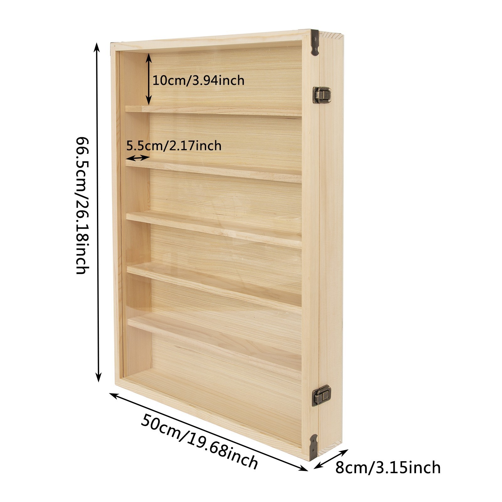 6-Tiers Wooden Wall Display Case Lockable Cabinet for Model Toy Collection Stand