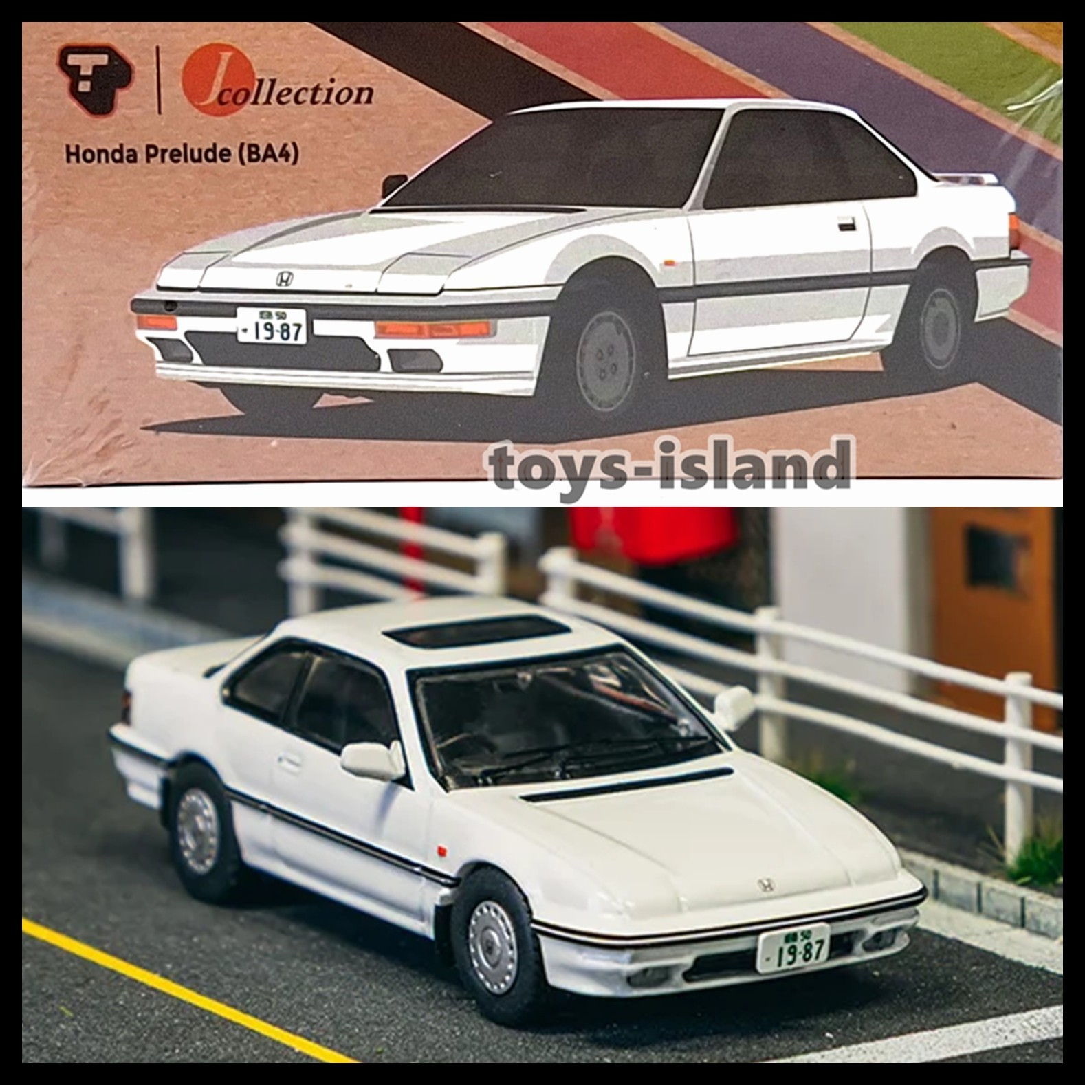 Tarmac Works J Collection 1/64 Honda Prelude BA4 White Diecast Car New