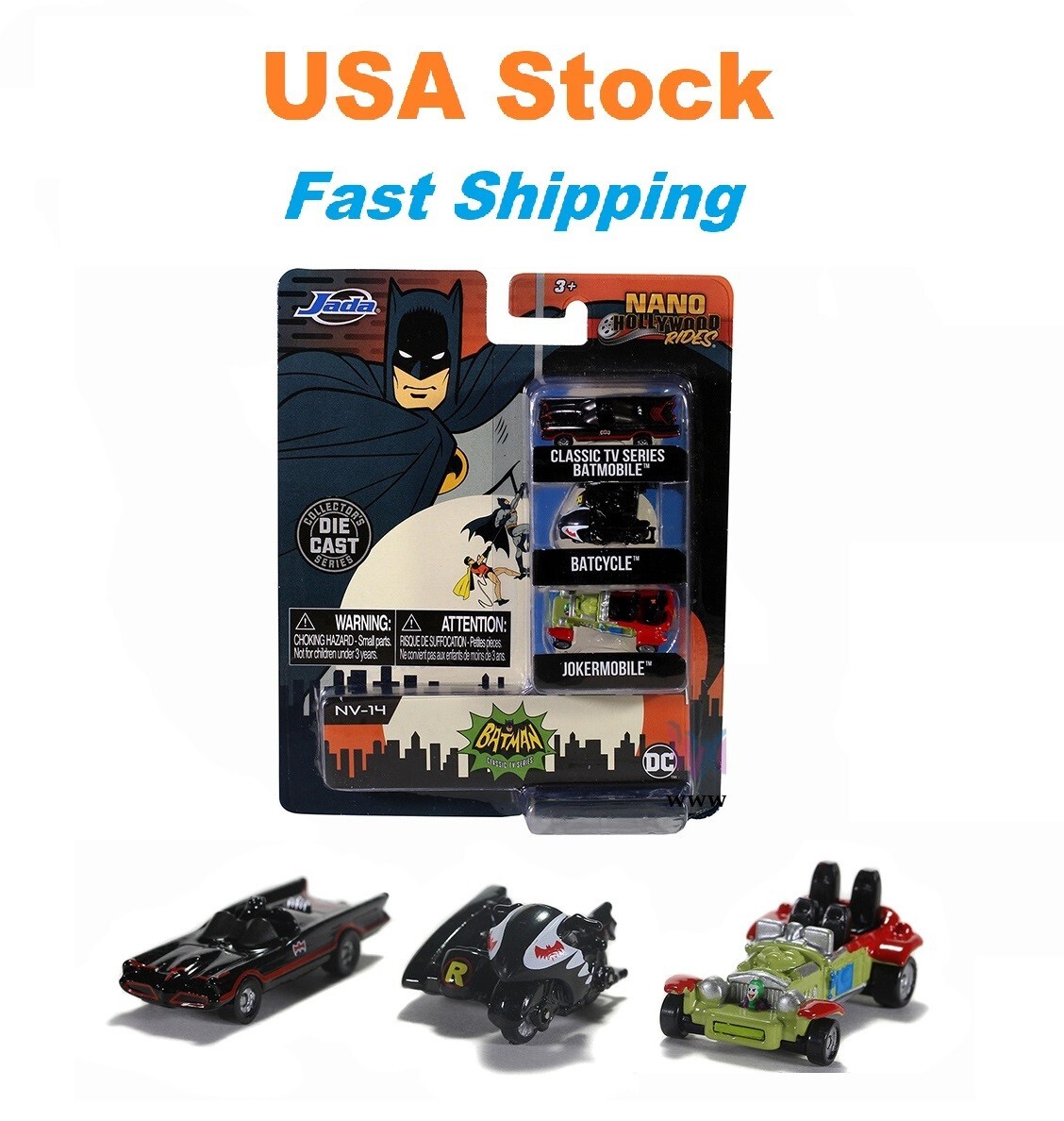 Nano Hollywood Rides Classic TV Series Batmobile 3-Pack Jada 1:65, 31988