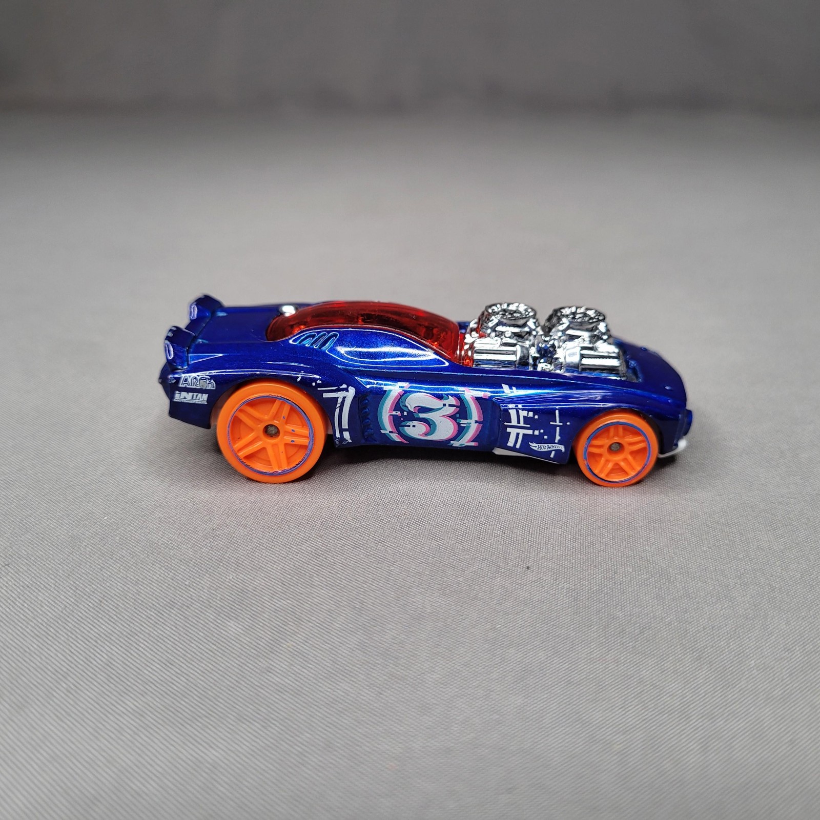 2018Hot Wheels Rodger Dodger 2.0 Blue Diecast Car Orange Wheels Racer #3 Loose
