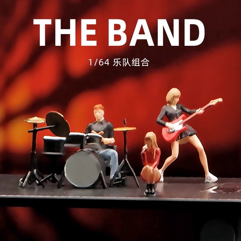 1/64 Scale Drum Kit Band Singer Guitar Player Miniature Figure Model Scene Props