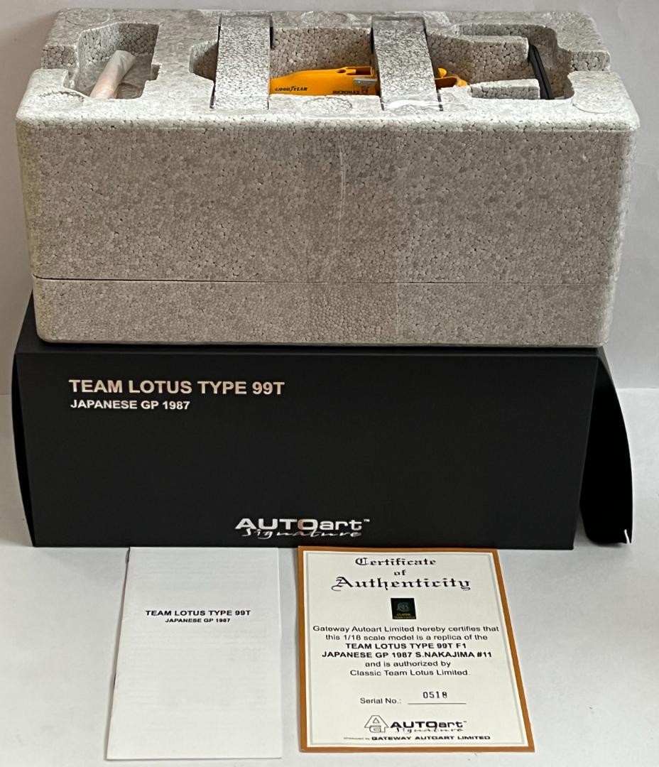 AUTOart 1/18 88726 Team Lotus Type 99T F1 1987 S.Nakajima #11 Diecast Model Used