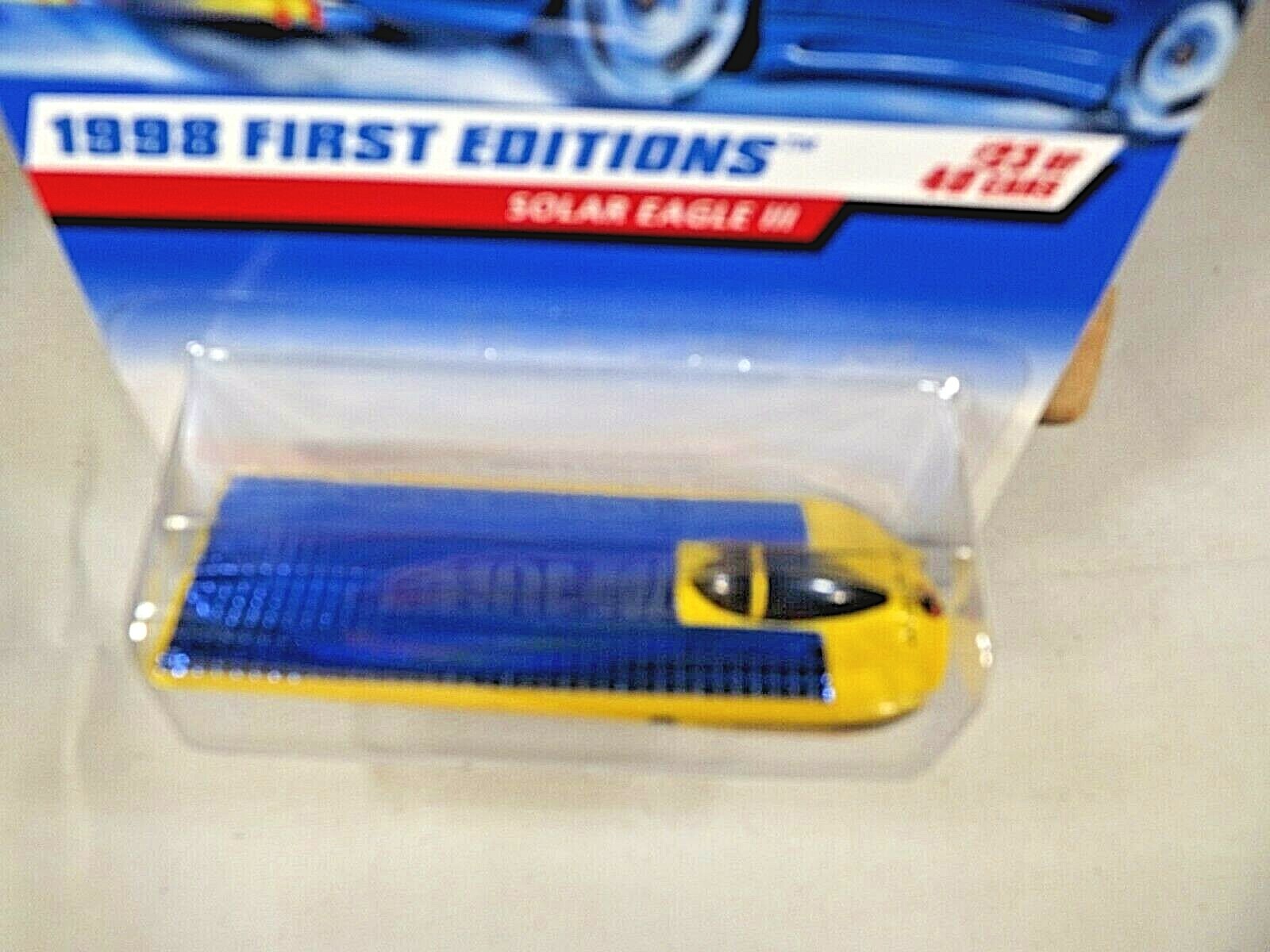 1998 Vintage Hot Wheels #650 First Editions 23/40 SOLAR EAGLE III Yellow – Blue