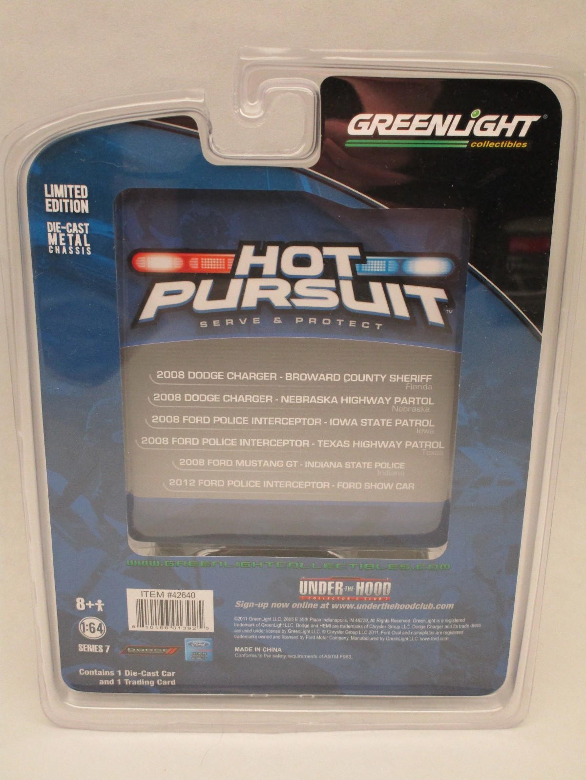 Greenlight Hot Pursuit 2012 Ford Police Interceptor Show Car 1:64 Diecast
