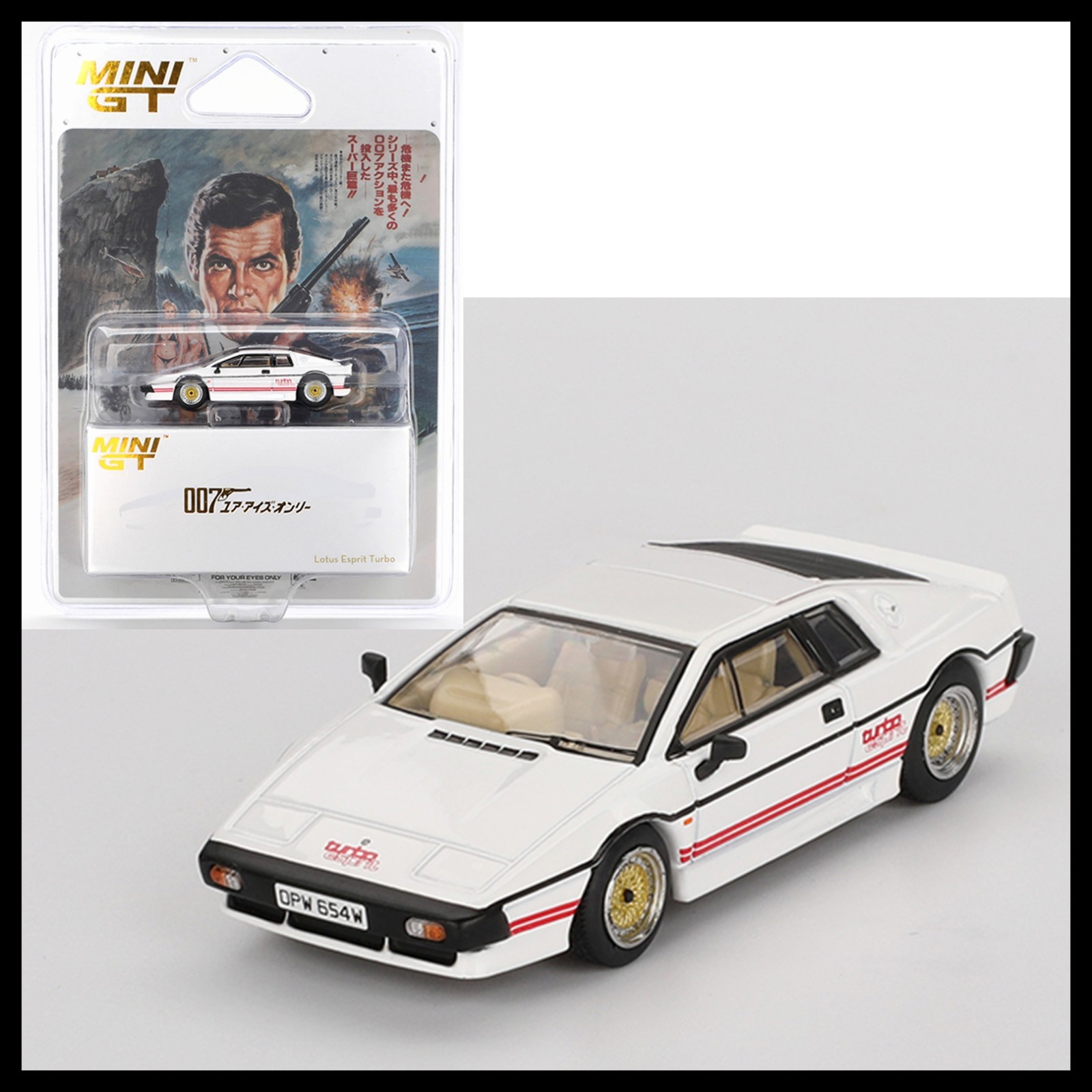 MINI GT 907 Lotus Esprit Turbo White ” For Your Eyes Only ” 1/64 New Diecast Car