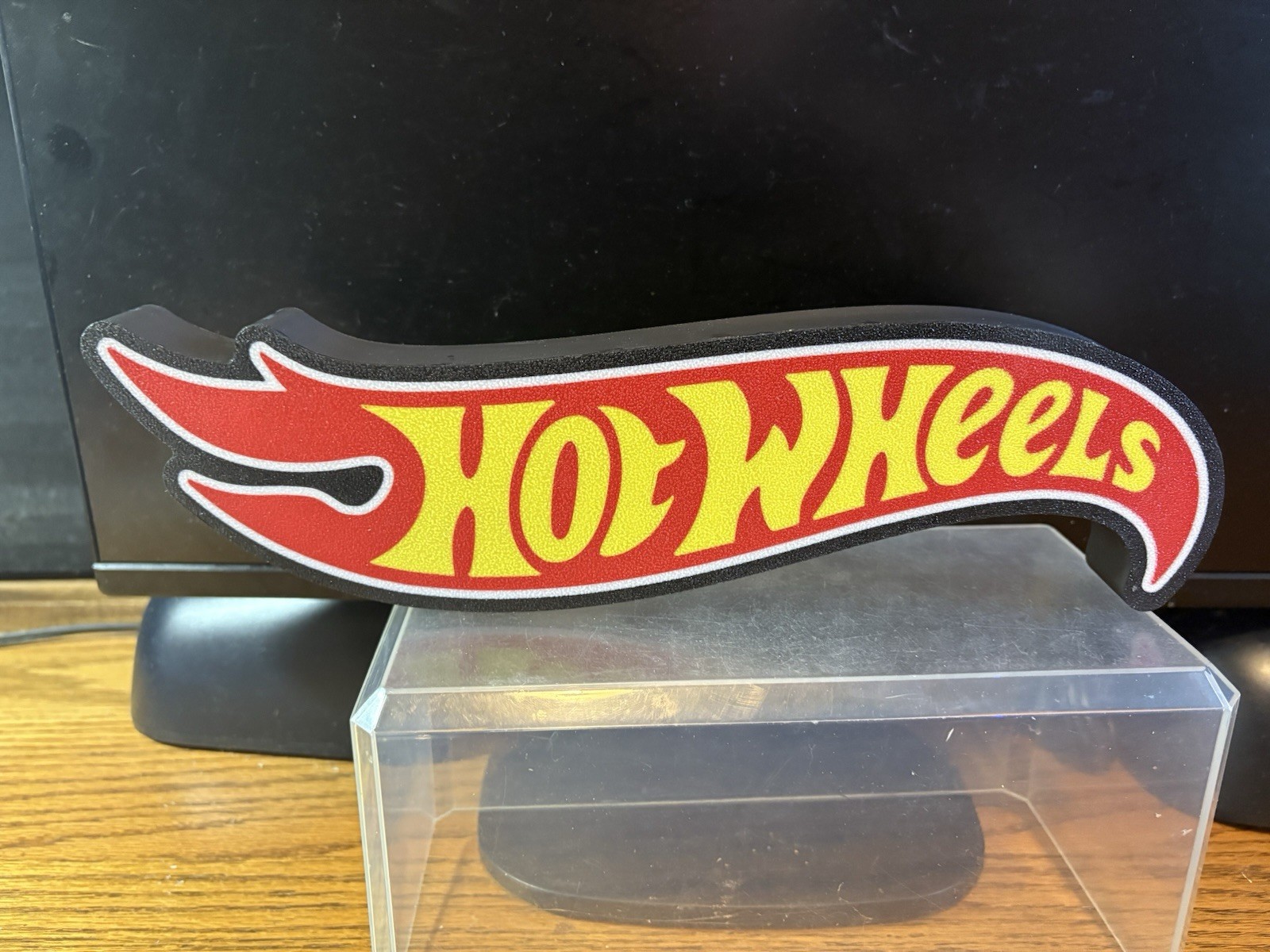 CUSTOM HOT WHEELS 3D Deluxe LASER PRINTED Plastic Box Sign 12×3”+HW LEGENDS FRAM