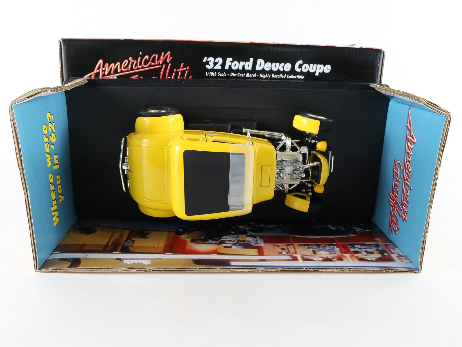 1932 ’32 Ford Deuce Coupe Yellow American Graffiti ERTL 1:18 Diecast Model 32078
