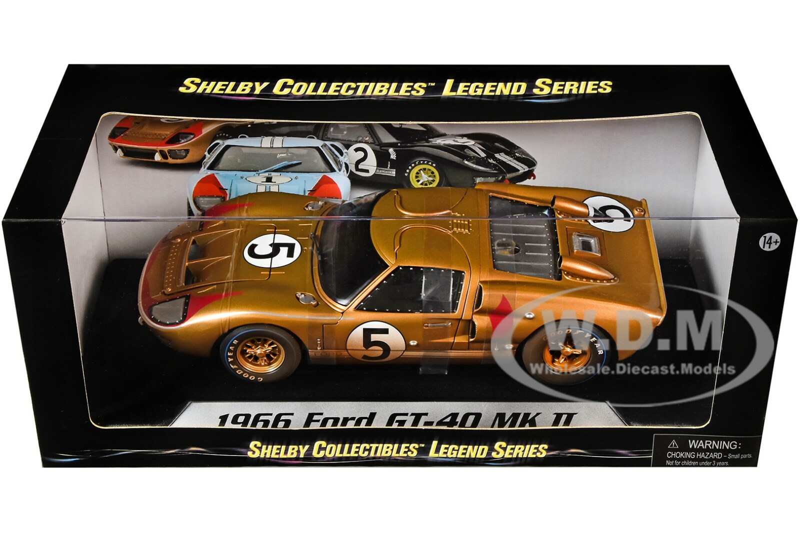 1966 FORD GT-40 MK II #5 GOLD AFTER RACE 1/18 DIECAST SHELBY COLLECTIBLES SC430
