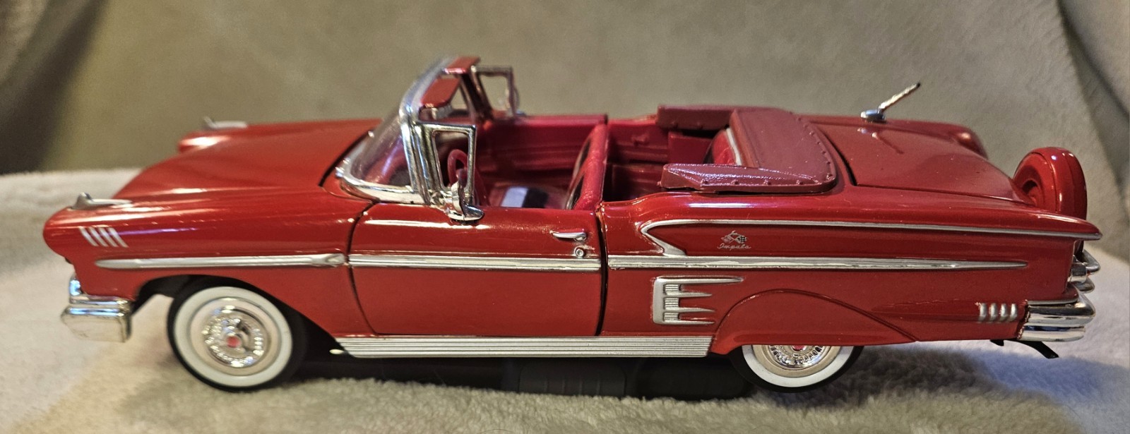 1958 Chevy Impala Convertible 1:24 Red NO BOX Diecast Vintage Car
