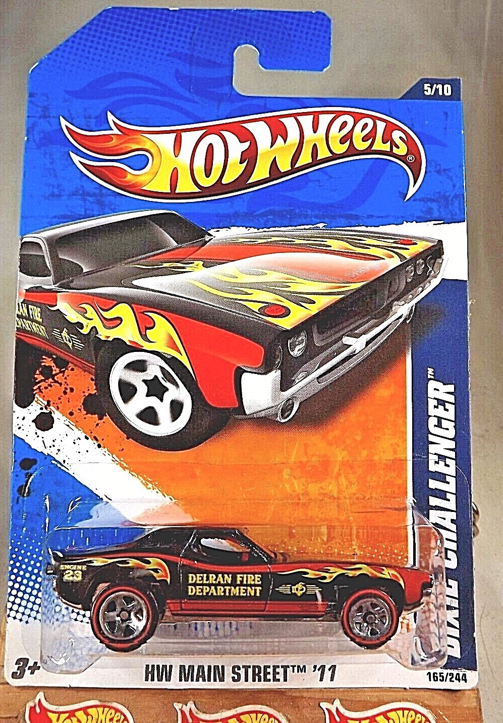 2011 Hot Wheels Walmart Redlines #165 Main Street DIXIE CHALLENGER Black w/RL5s