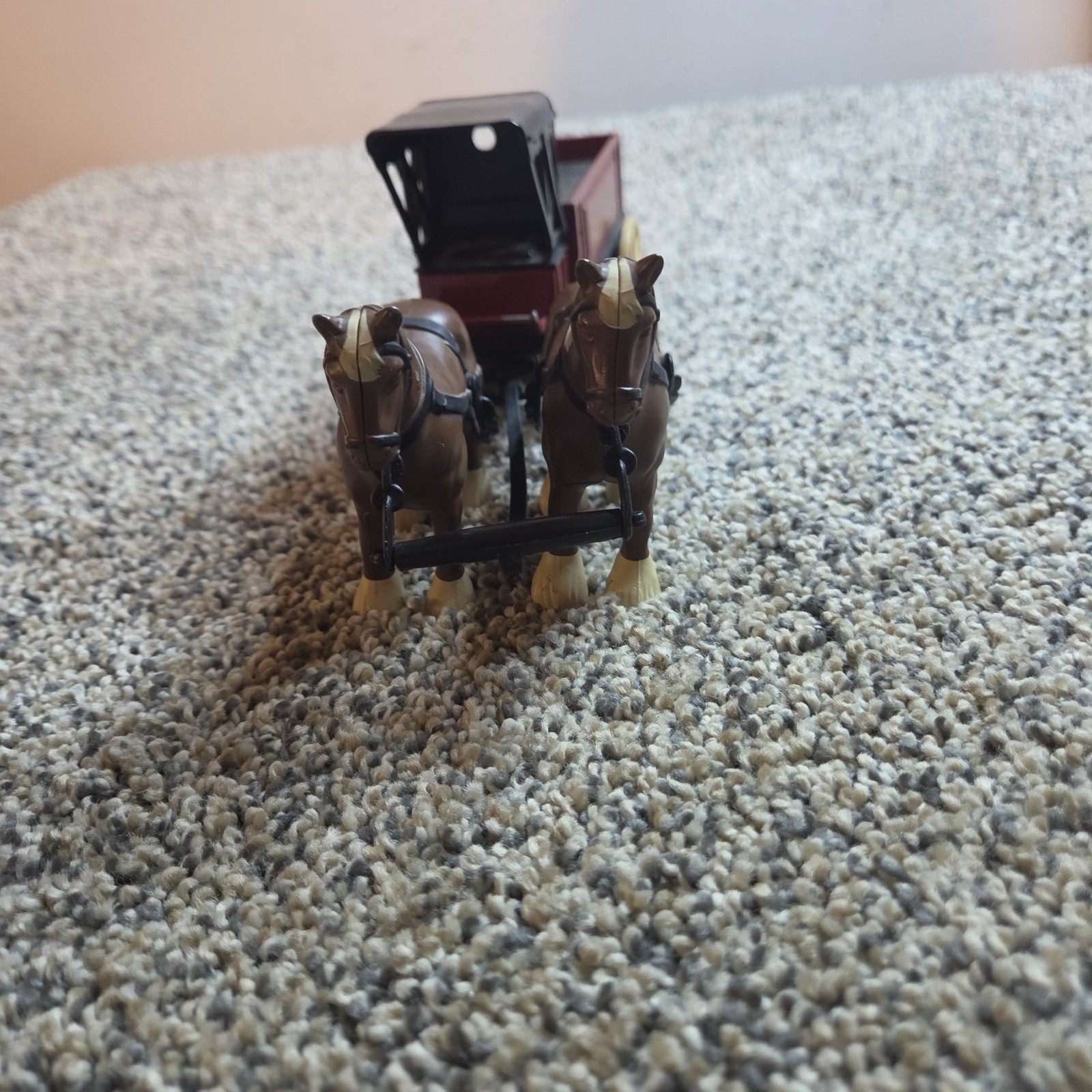 Ertl Die Cast Metal Gray and Barton Horse and Plastic Wagon Toy Delivery Vintage