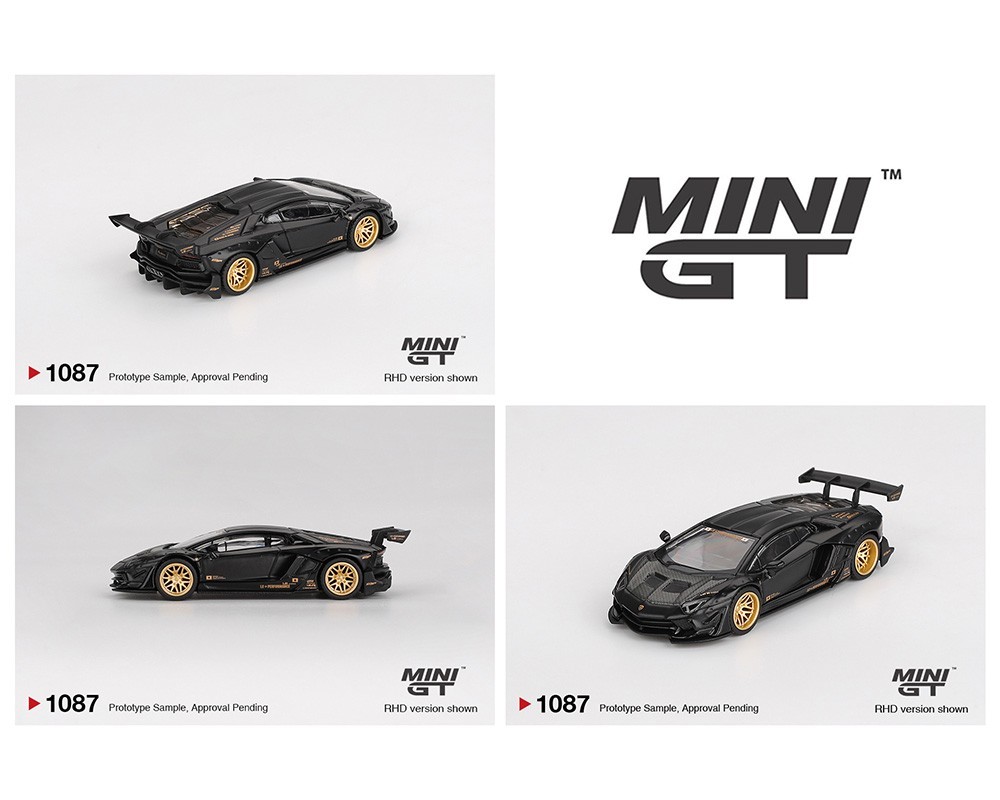 Mini GT LB-WORKS Lamborghini Aventador Matte Black #1087 1/64