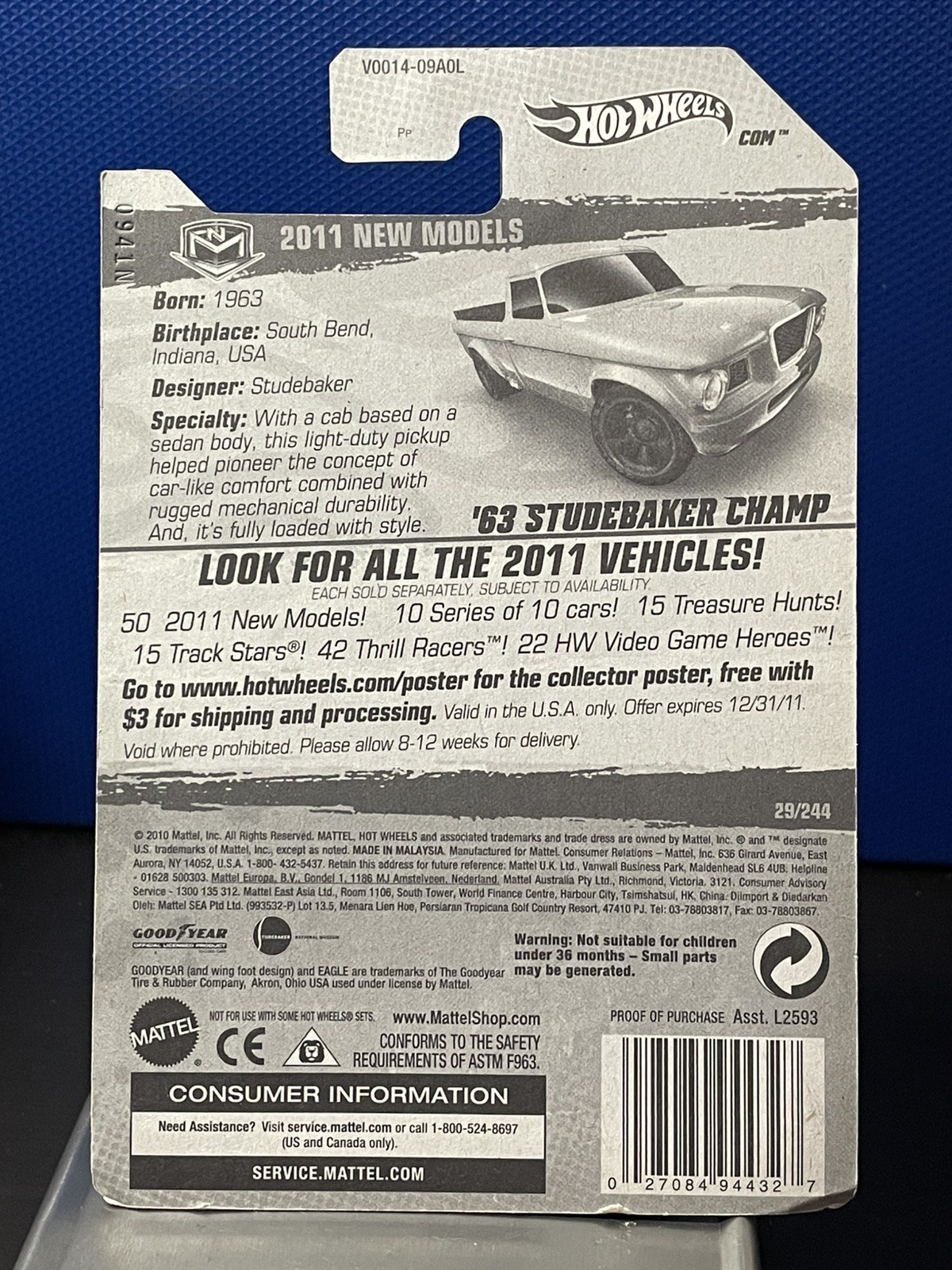 Hot Wheels Truck Mix (4) 63 Studebaker Champ, Ford Transit Supervan, Ford F-150