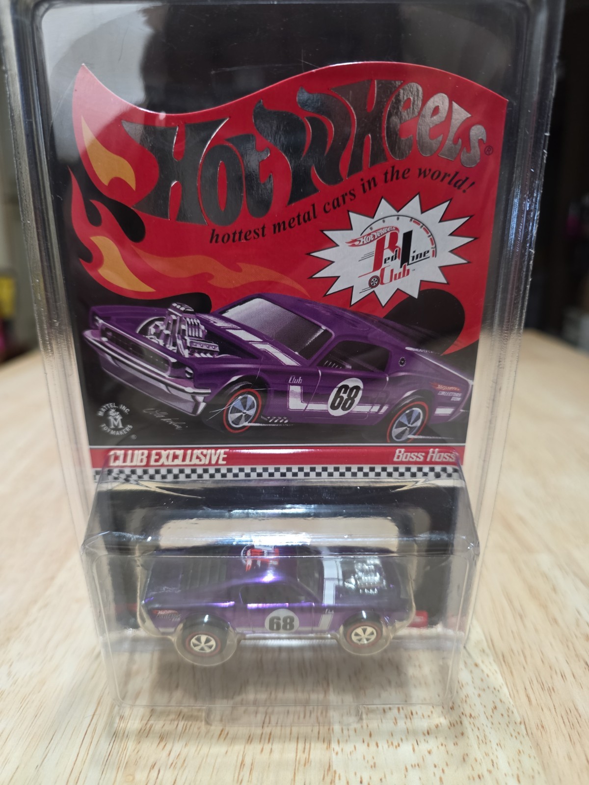 1968 Ford Mustang Boss Hoss Purple Hot Wheels Red Line Club RLC 2008 w Protector
