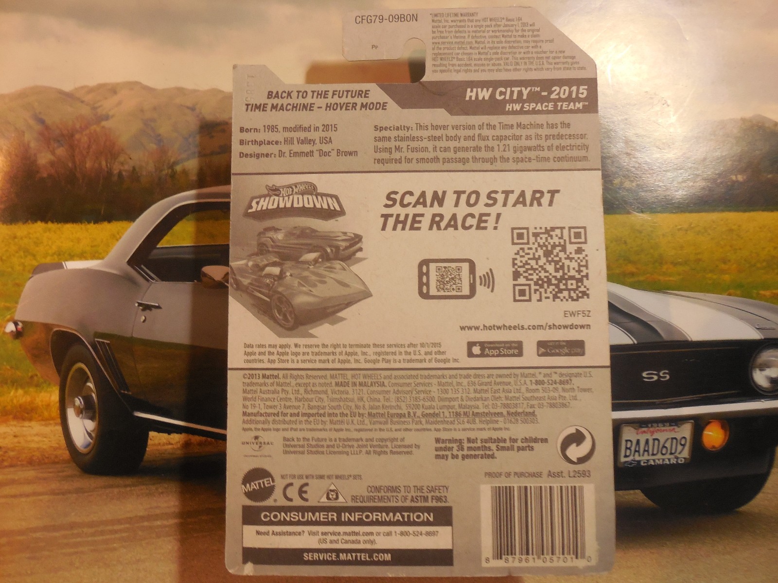 Hot Wheels 2015 Back to the Future Time Machine Hover Mode HW City 45/250 RARE