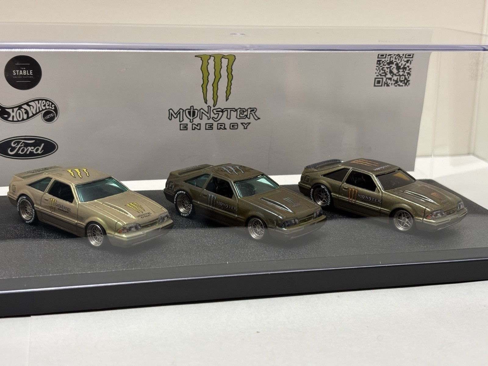 Hot Wheels FOX BODY Monster Energy 1992 Ford Mustang CUSTOMS LOT X 3 Green 🔥🏁
