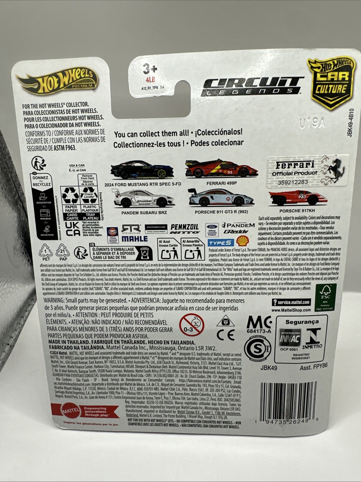 Hot Wheels Premium Ferrari 499P Circuit Legends Car Culture 2/5 Metal/Metal