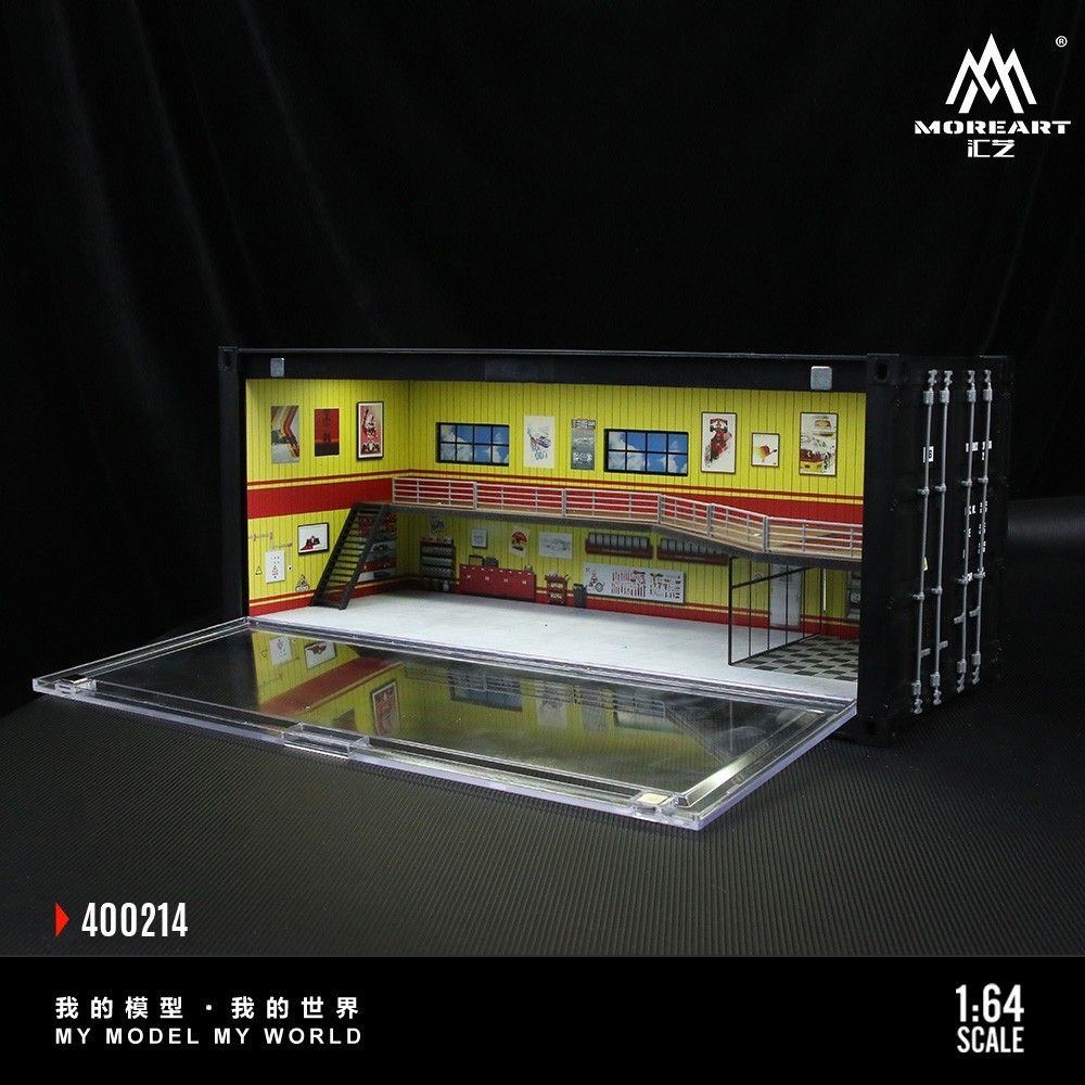 Diorama 1/64 Parking Lot Model LED Lighting Container Garage Display Case Scene