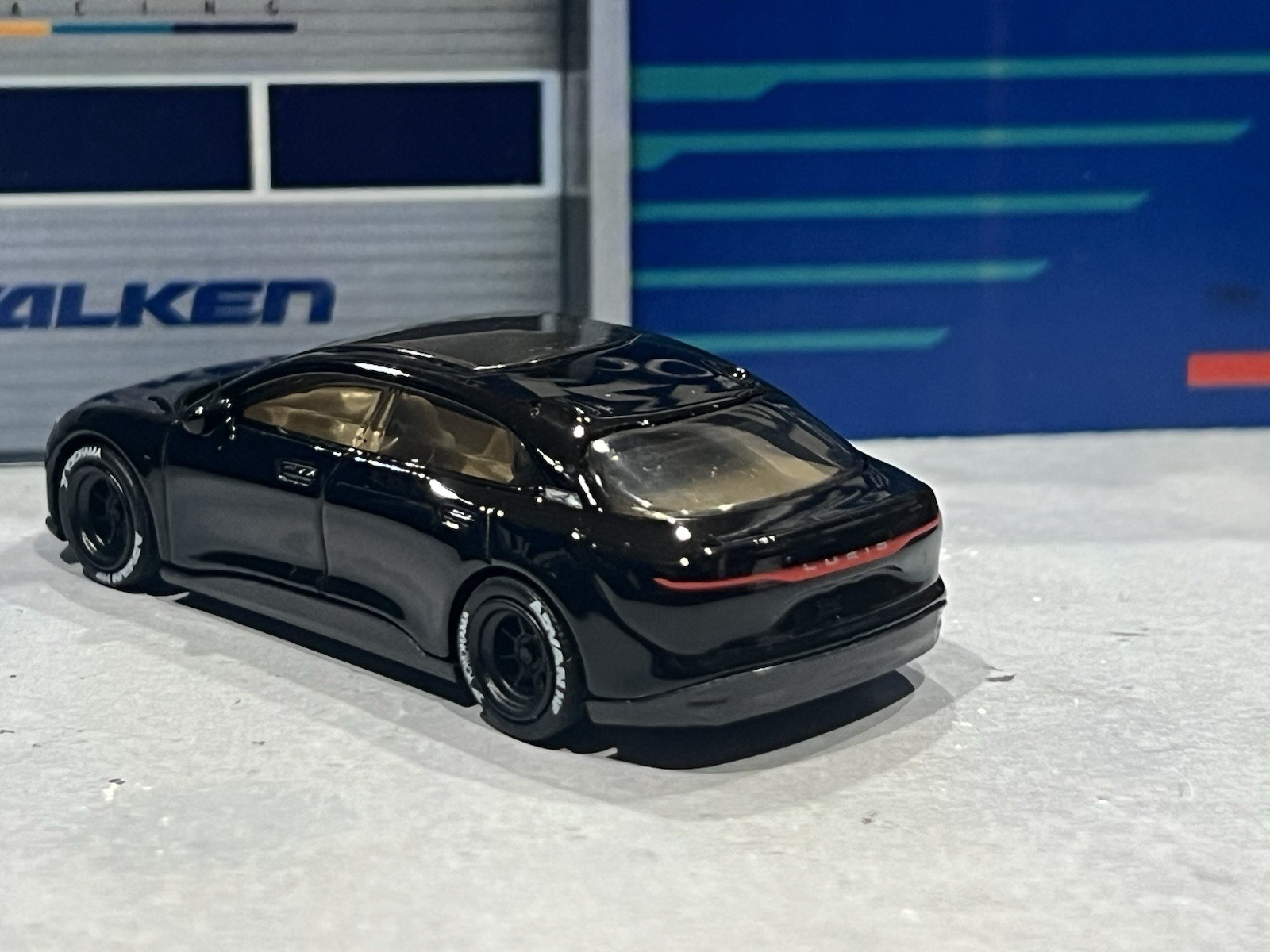 2023 Hot Wheels #97 Factory Fresh Lucid Air Black Real Rider wheel swapped