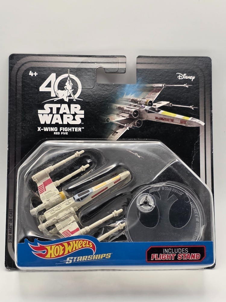 2016 Star Wars 40th Hot Wheels X-Wing Fighter Red Five with Stand (LOT 246)