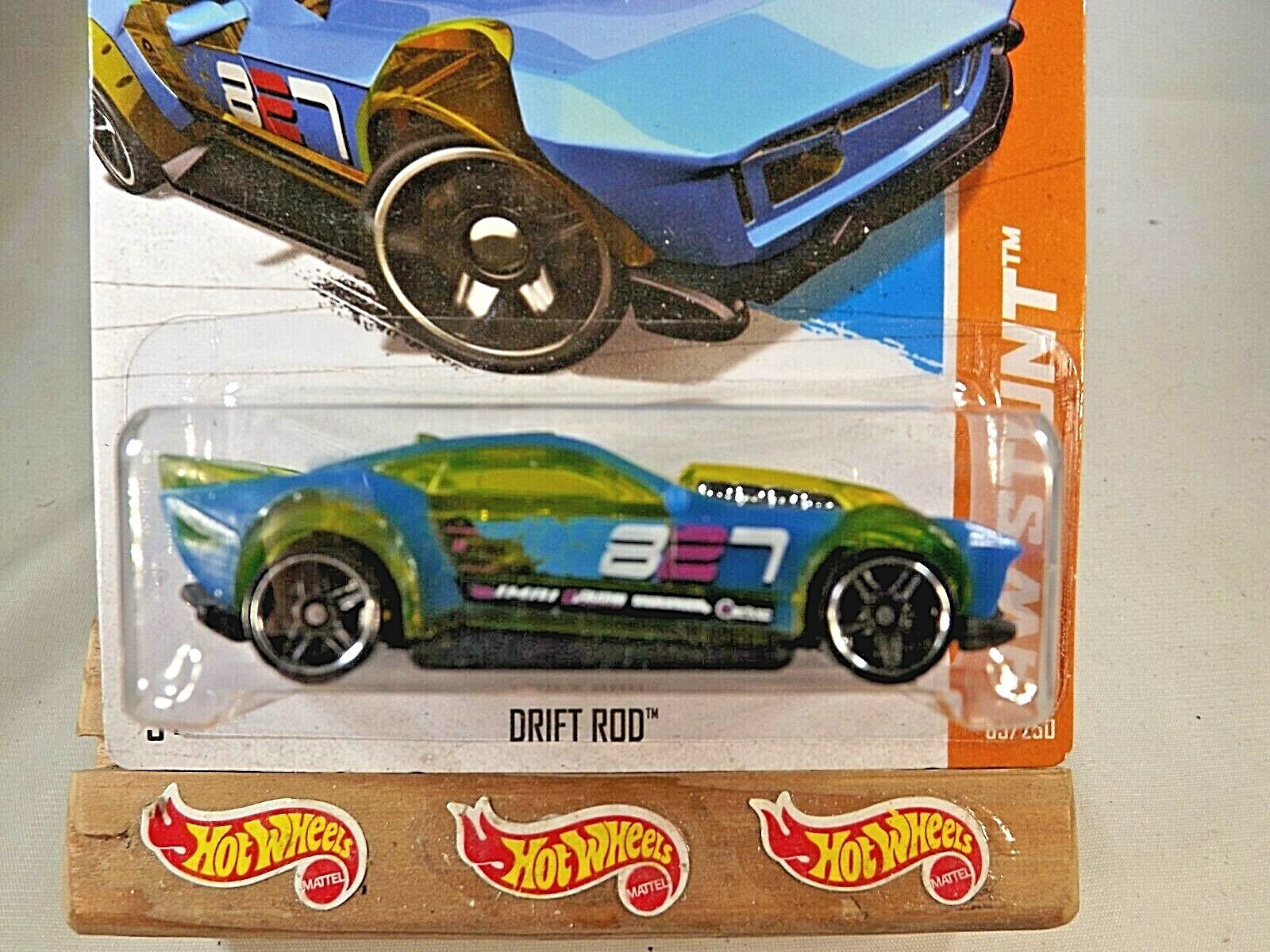 2013 Hot Wheels #85 HW Stunt Drift Race DRIFT ROD Transparent Blue/Yellow Varia