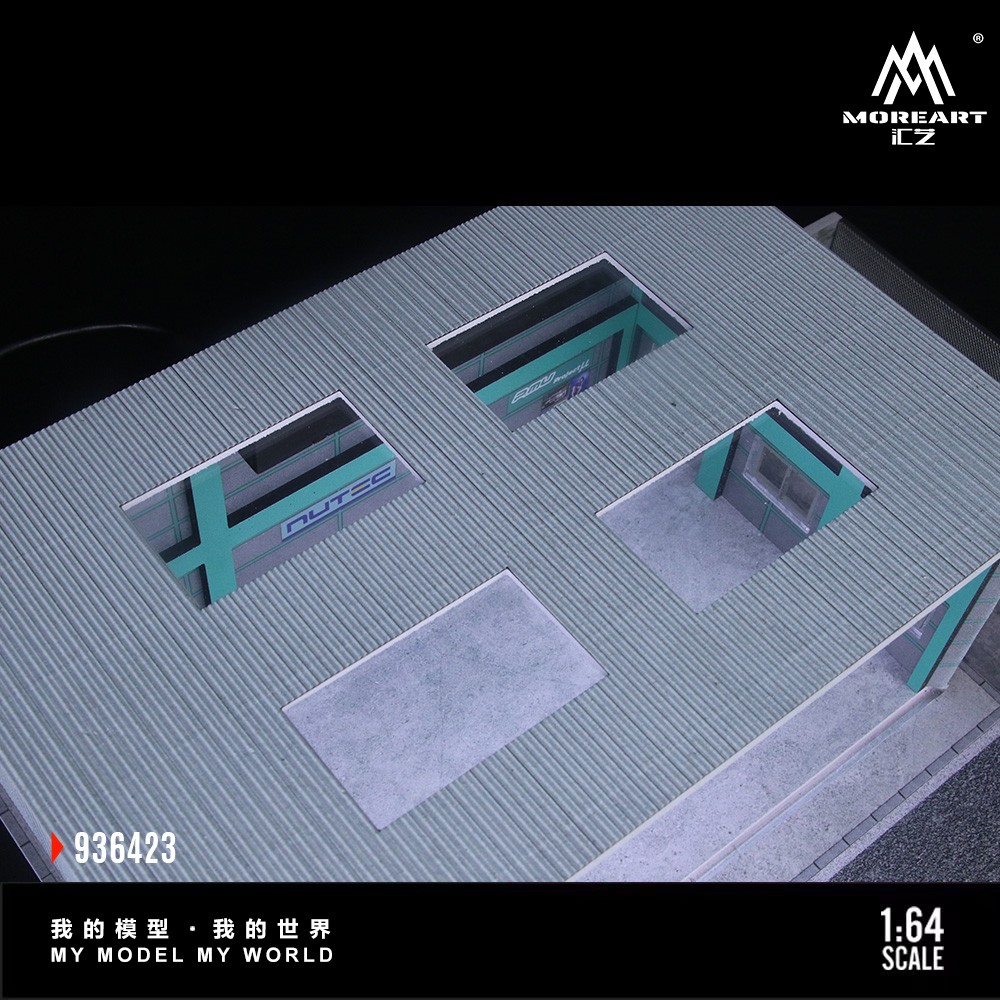 Diorama 1/64 Diecast Car Parking Lot Scene Model LED Factory Building Display US
