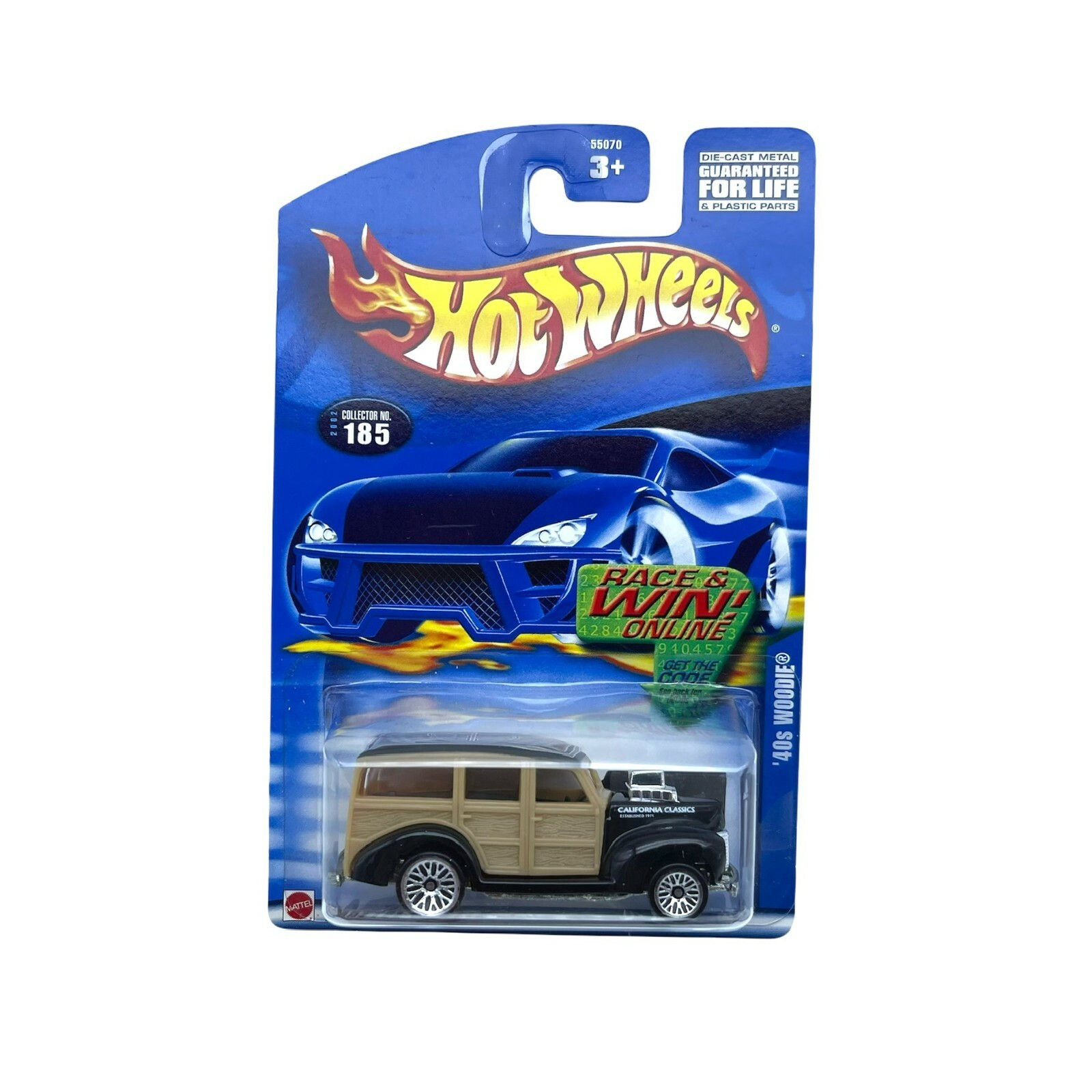 Hot Wheels 1940’s ’40’s Woodie Black/Tan Diecast 1/64 California Classics #185