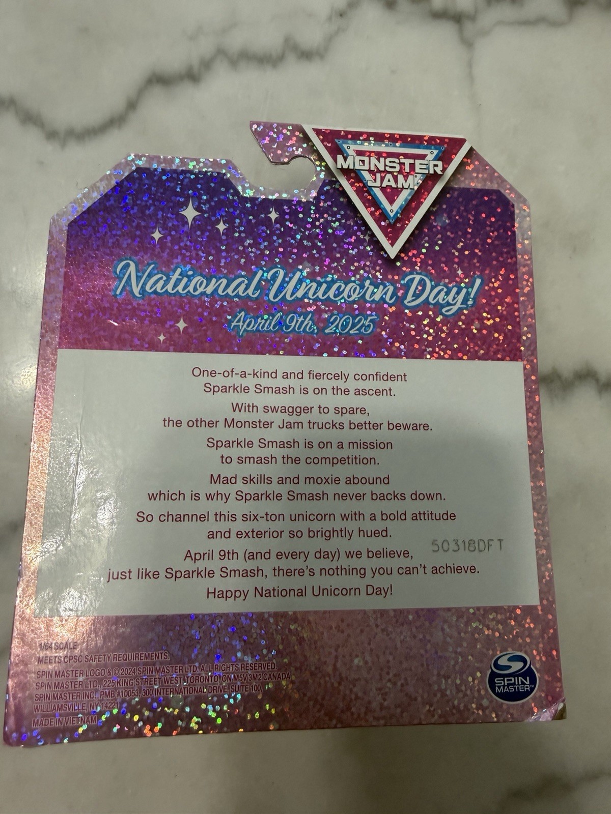 Spin Master Monster Jam Sparkle Smash National Unicorn Day Limited 1:64 Diecast
