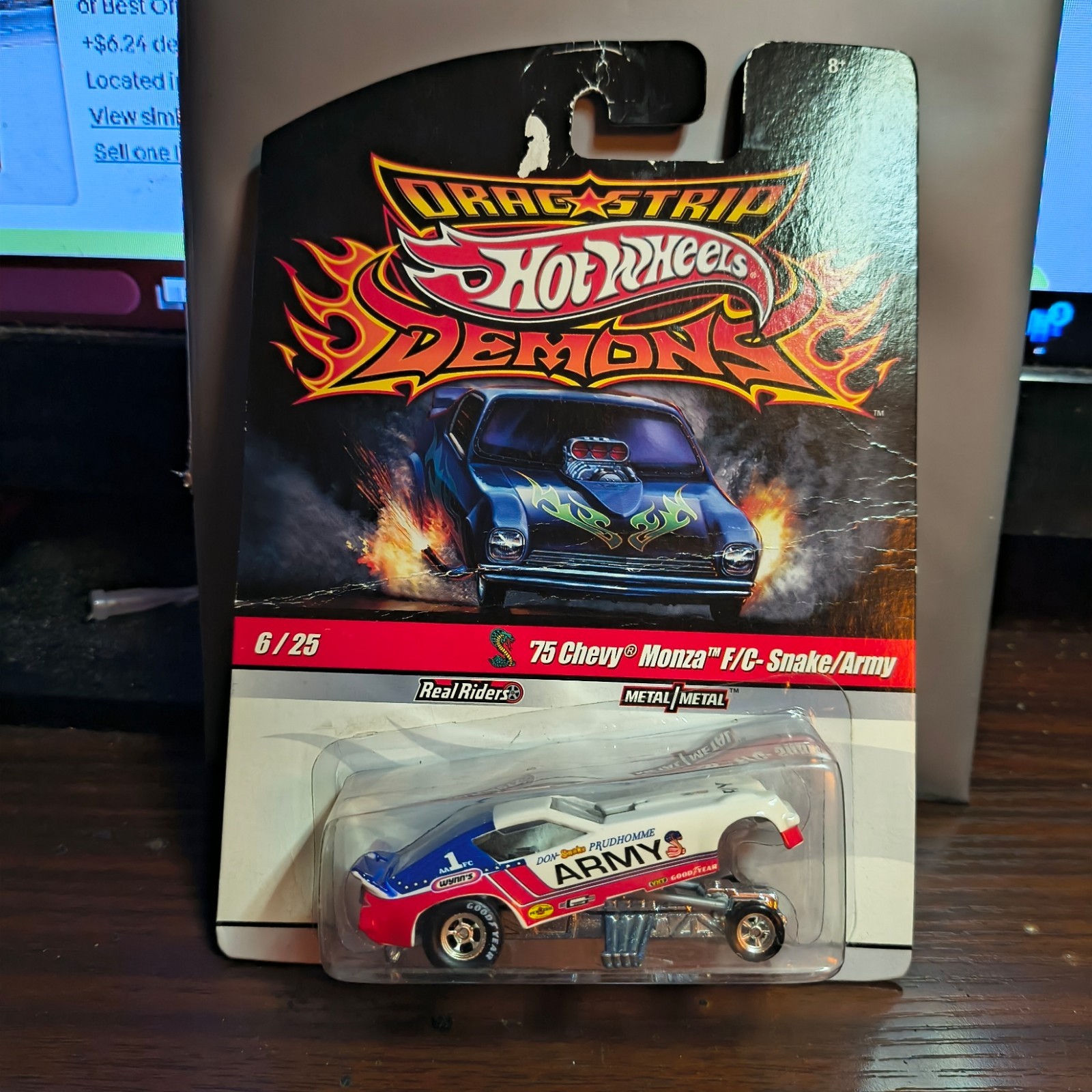 Hot Wheels 2009 Drag Strip Demons #6/25 ’75 Chevy Monza F/C Snake/Army #1 Car P