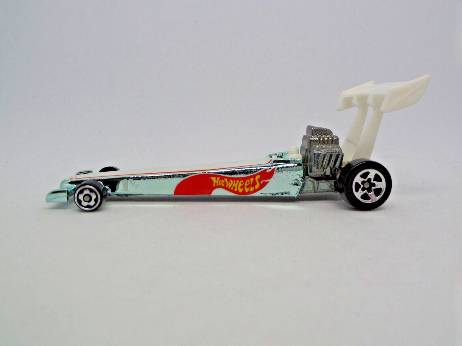 Hot Wheels Top Fuel Dragster Drag Car 1 T/F Blue Chrome Race Car 92′ Wood LOOSE