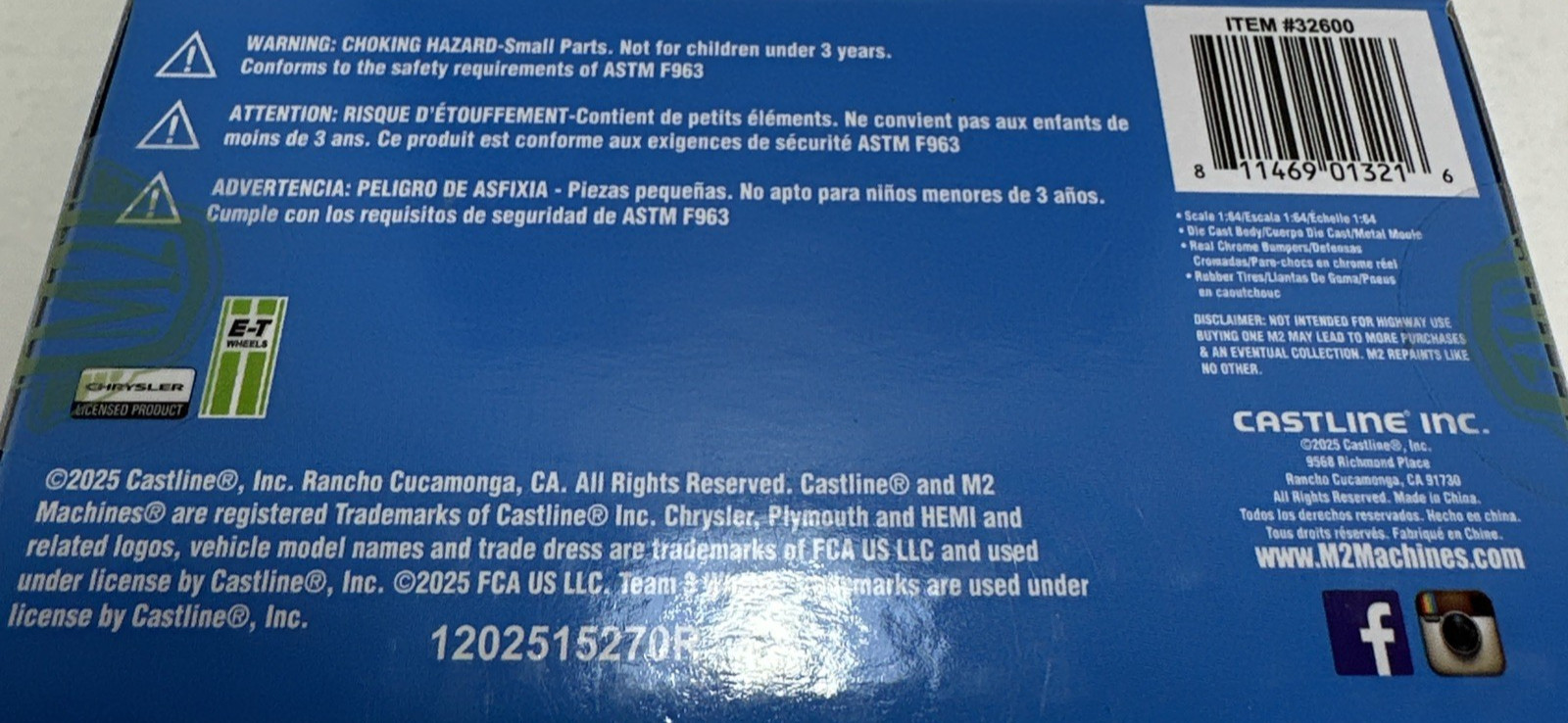 1969 Plymouth Road Runner HEMI Blue/White M2 Machines R92 25-49 New in Package