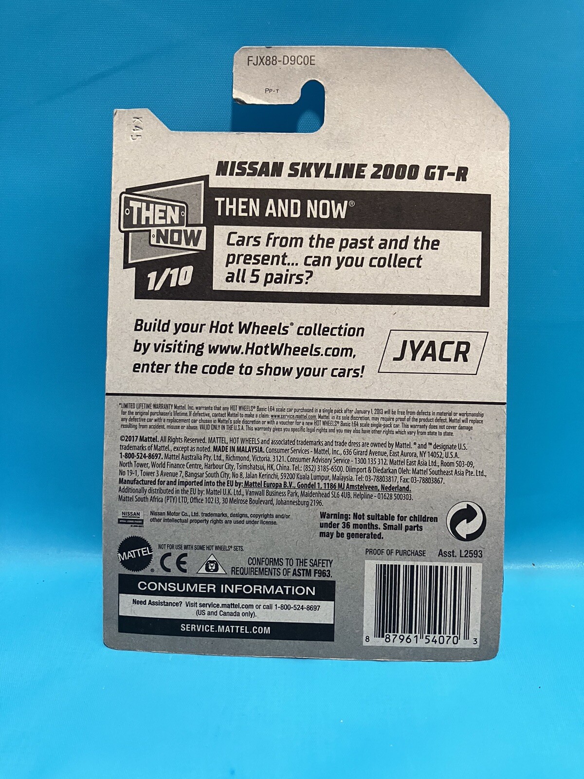 Hot Wheels Nissan Skyline 2000 GT-R Blue Then and Now Carded