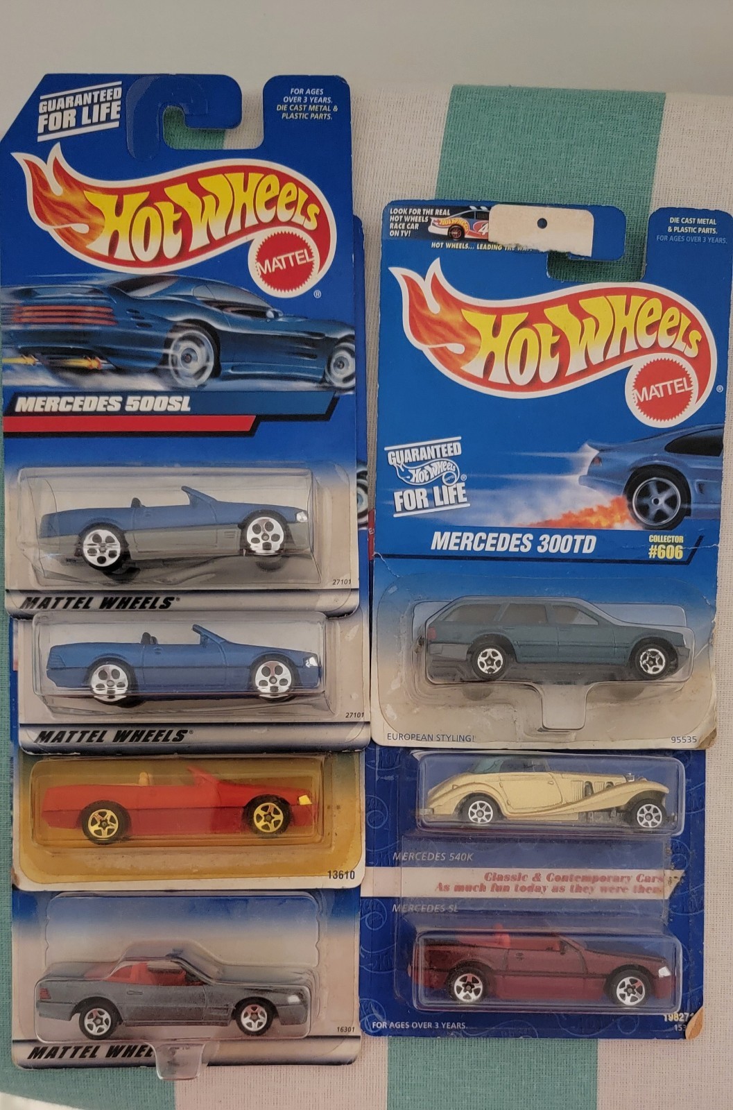 HOT WHEELS MERCEDES 540 K ,300 TD , 500 SL , 380 SEL , SET OF SEVEN VARIATIONS