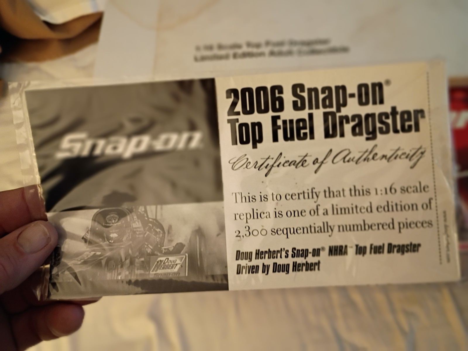 Doug Herbert’s 1:16 Scale Die Cast Top Fuel Dragster Snap-On Milestone NHRA Huge