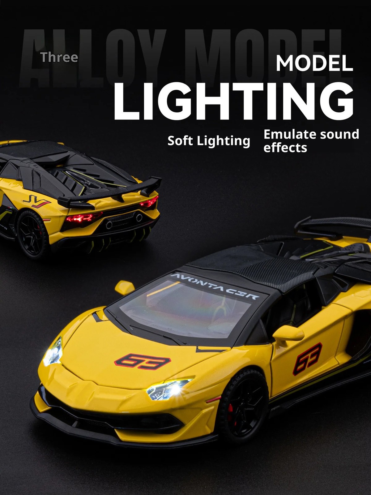 1/32 Lamborghini SVJ63 Alloy Diecast Sports Car Model Sound and Light Pull Back