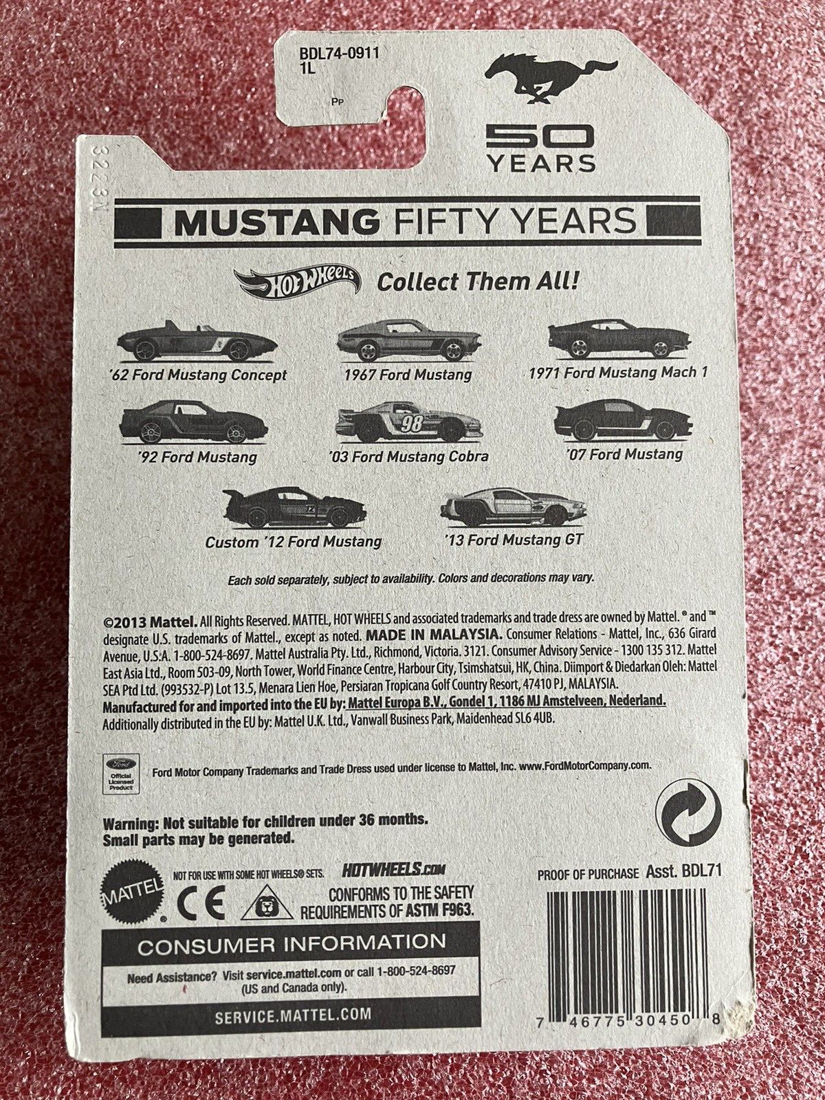 2014 Hot Wheels 1971 Ford Mustang Mach 1 50 Years 3/8 BDL74 Red (HW627)