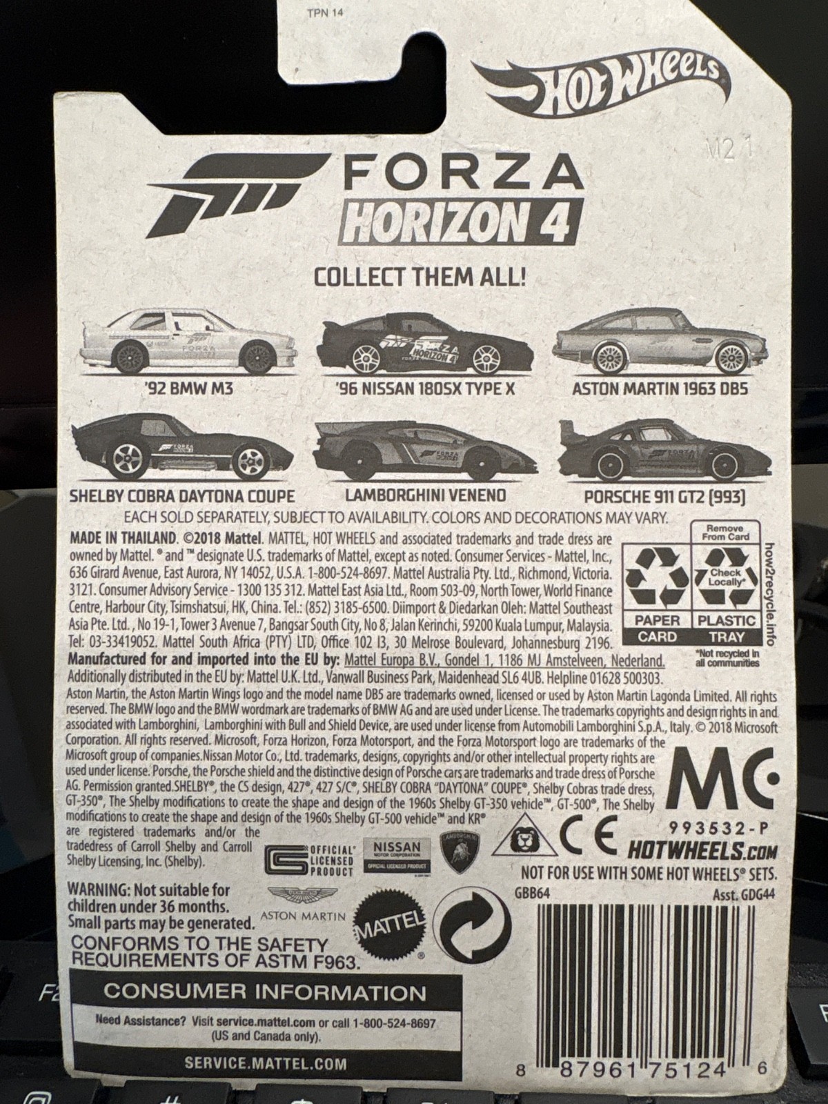 2019 HOT WHEELS 1:64 HW FORZA HORIZON 4 SERIES 5/6 GRAY LAMBORGHINI VENENO