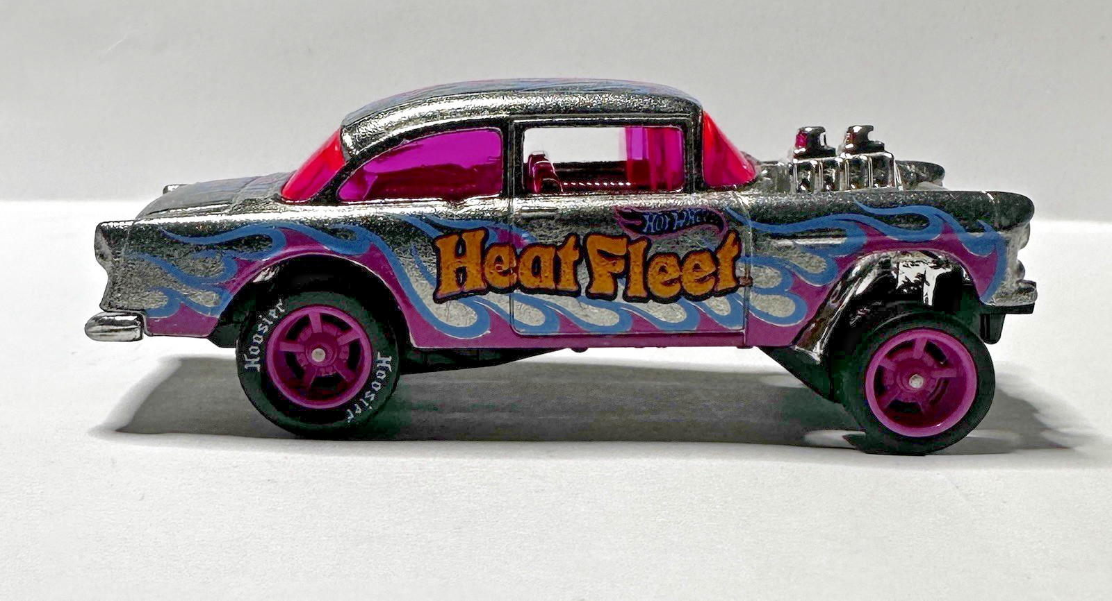 Hot Wheels `55 Chevy Bel Air Gasser Heat Fleet ZAMAC Rubber Tire Wheel Swap